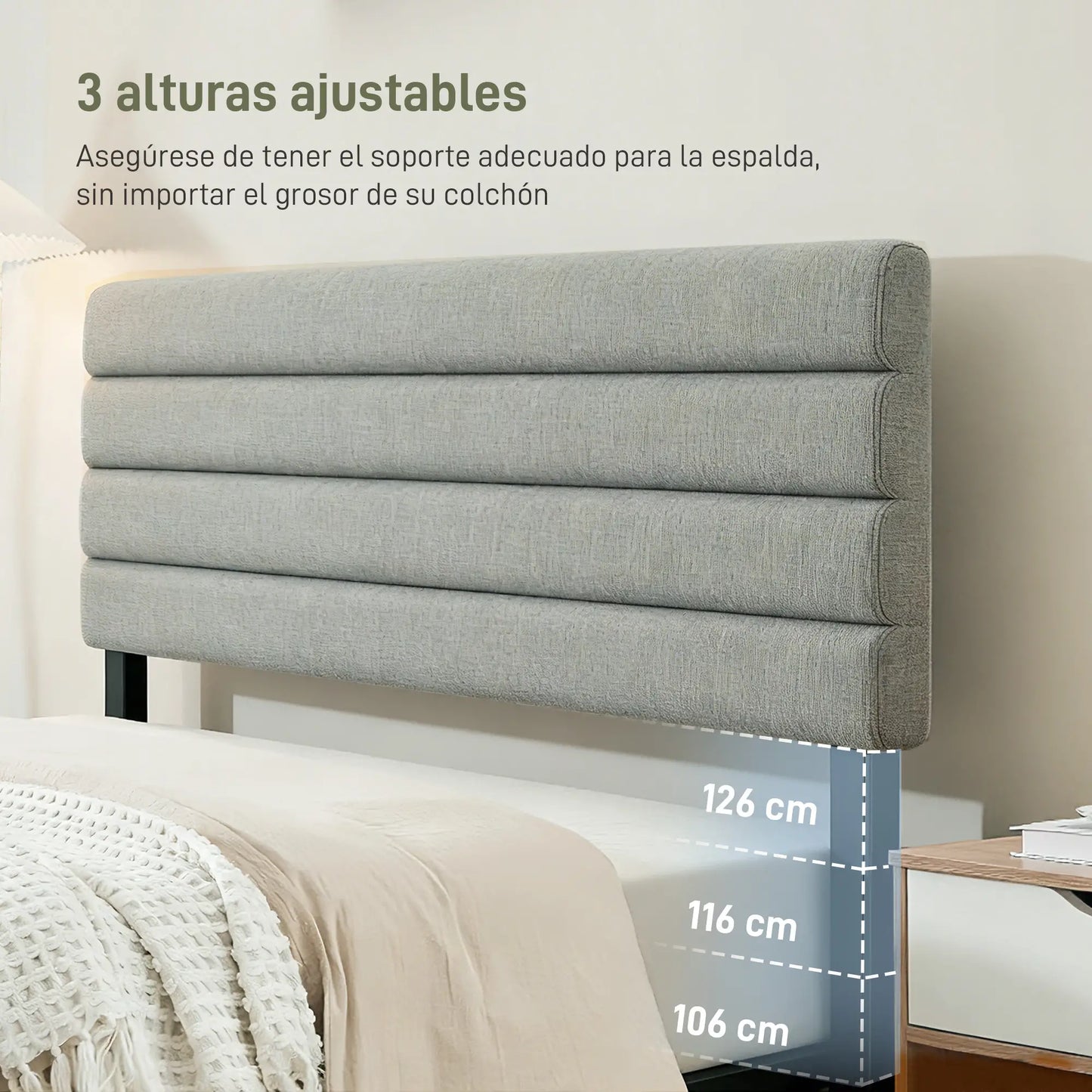 CABECERO DE CAMA LINO GRIS AJUSTABLE 140 CM image 7