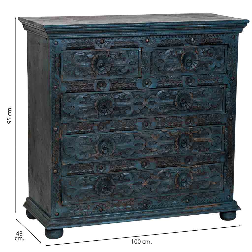 CÓMODA DALIAN BLUE VINTAGE ARTESANAL image 6