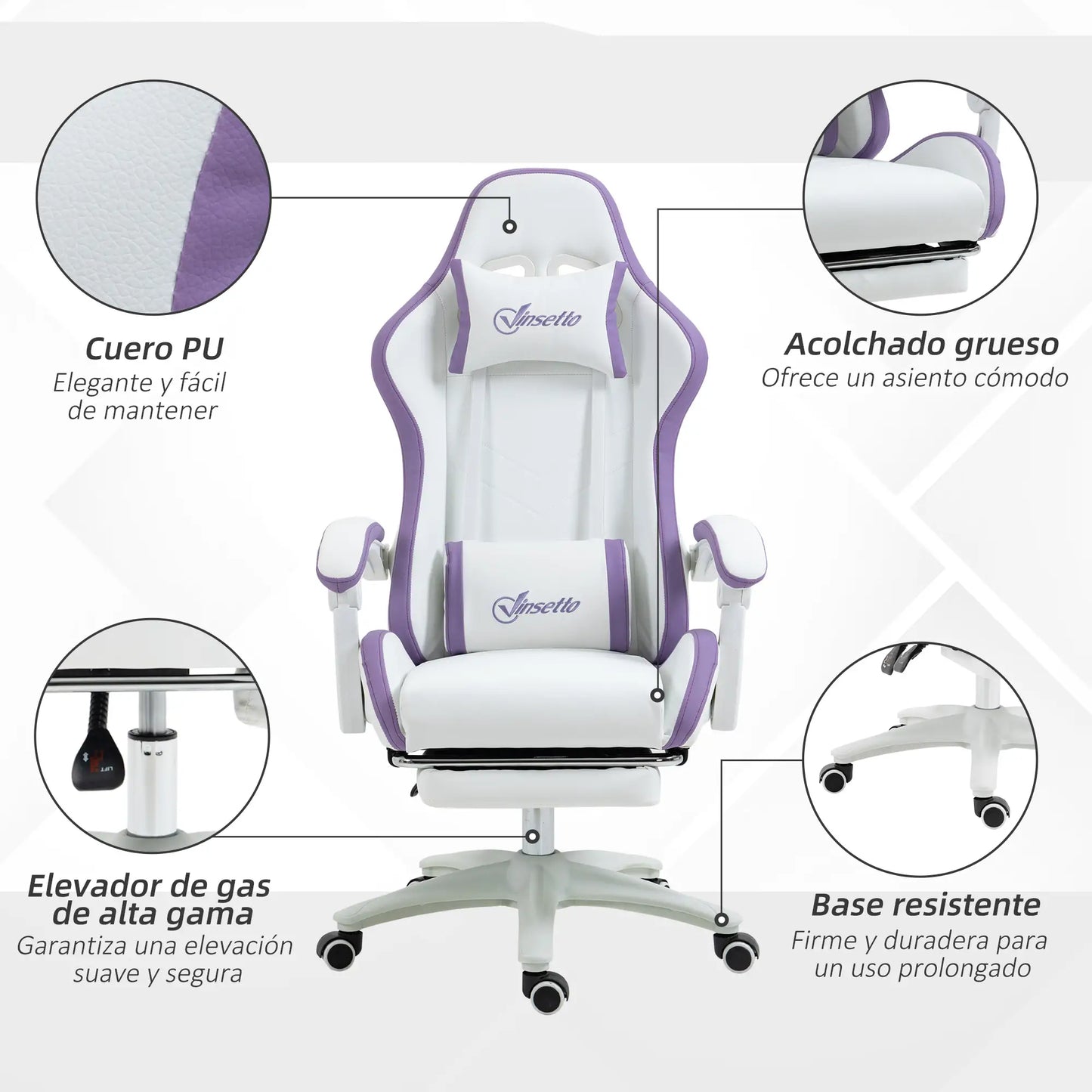 SILLA GAMER MODELO BLANCOVIOLET image 3