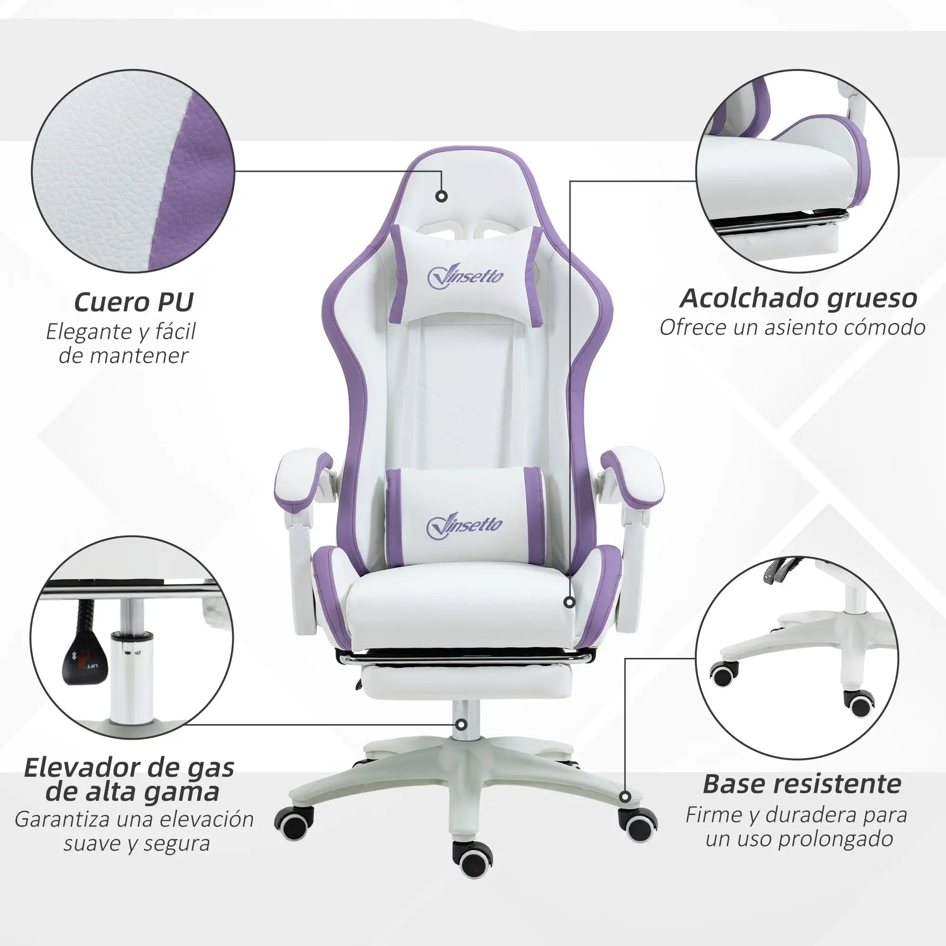 SILLA GAMER MODELO BLANCOVIOLET image 3