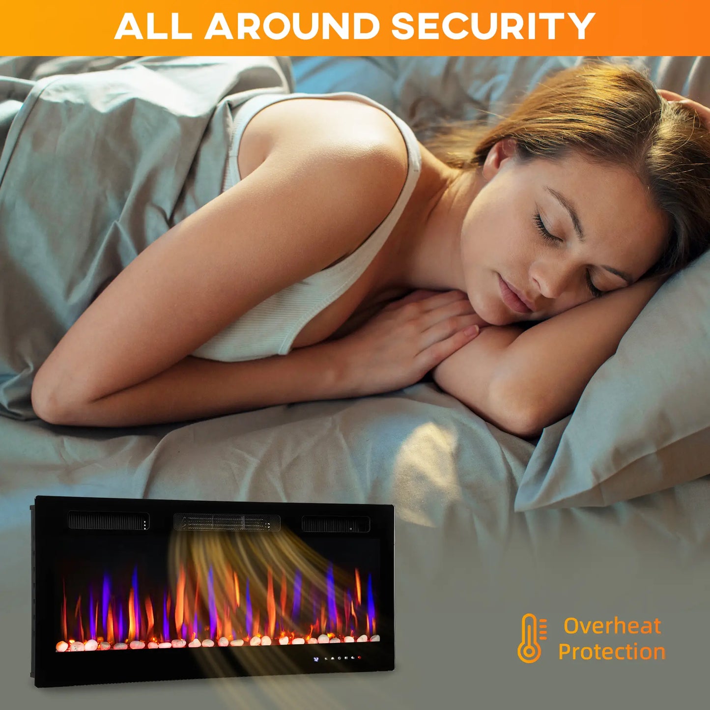 CHIMENEA ELÉCTRICA ULTRAFINA FLAMEVIEW SLIM 1800W EMPOTRABLE/PARED 106,7 CM image 2