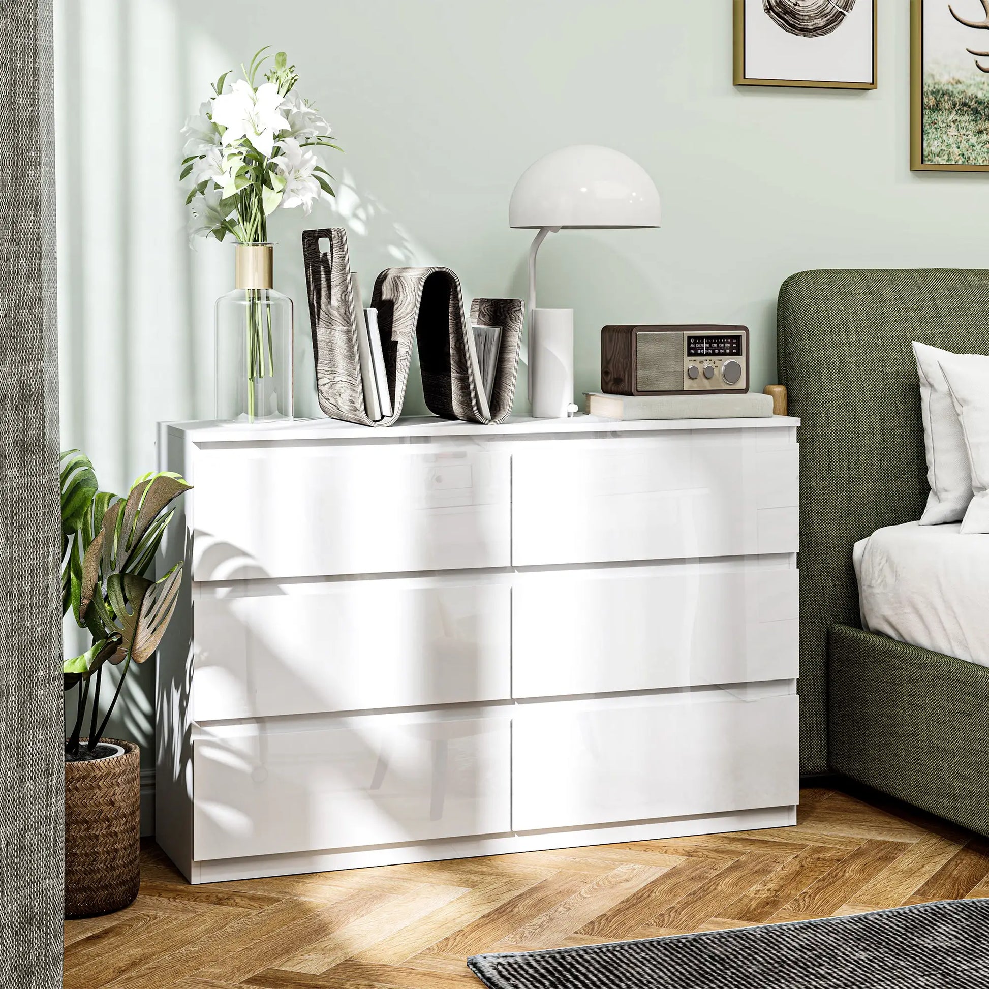 CÓMODA DE DORMITORIO ARLUXA SIX CON 6 CAJONES · ESTILO MODERNO · BLANCO BRILLO image 3