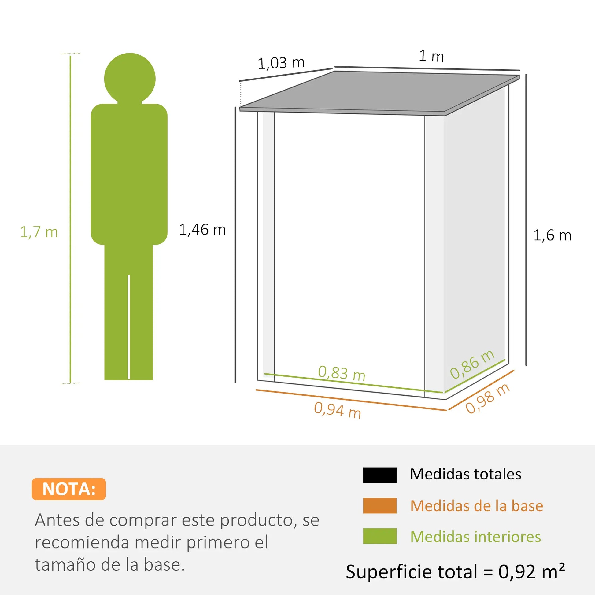 CASETA DE JARDÍN METÁLICA 0,92 M² MARRÓN CON CERRADURA – MODELO ATLAS image 6
