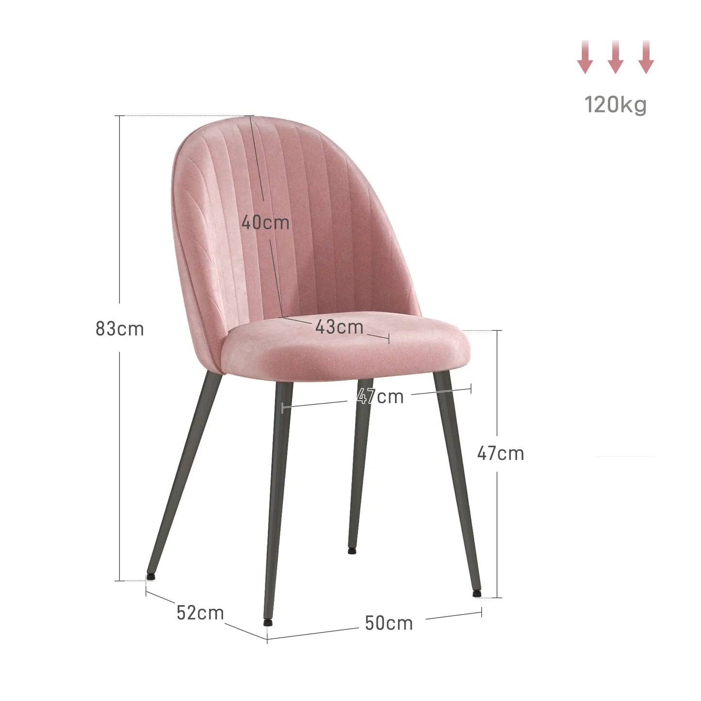PACK DE 4 SILLAS DE COMEDOR MODERNAS EN TERCIOPELO ROSA PALO image 7