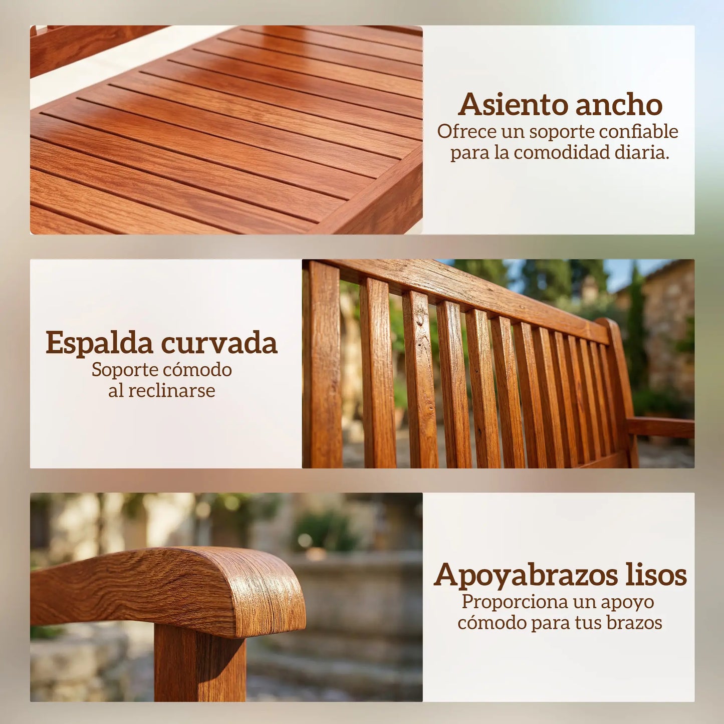 🌿 Banco de Jardín Modelo Natura Cover 2 Plazas Madera con Funda Impermeable