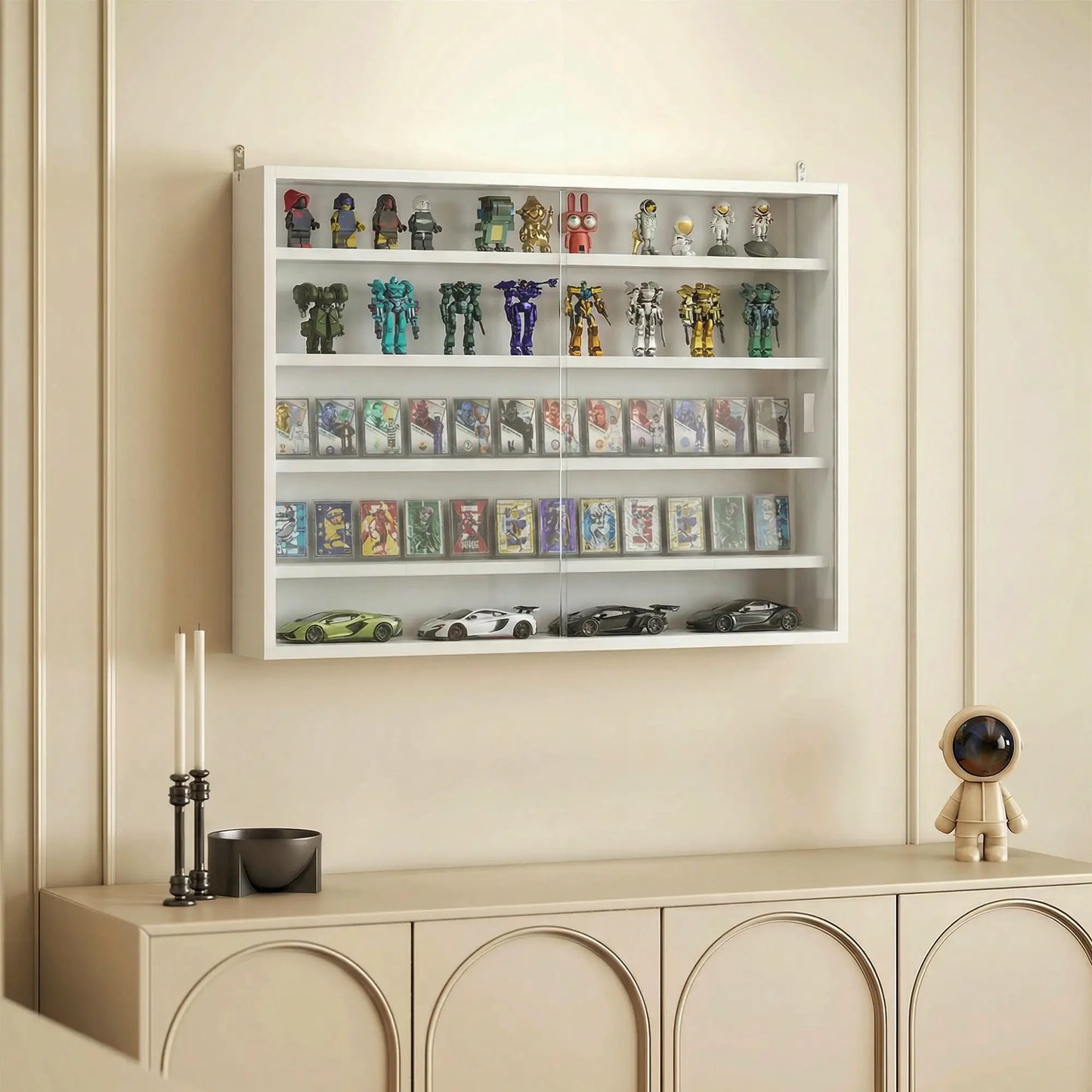 🪟 Vitrina de Pared DISPLAY WHITE – 80 cm con Puertas Correderas