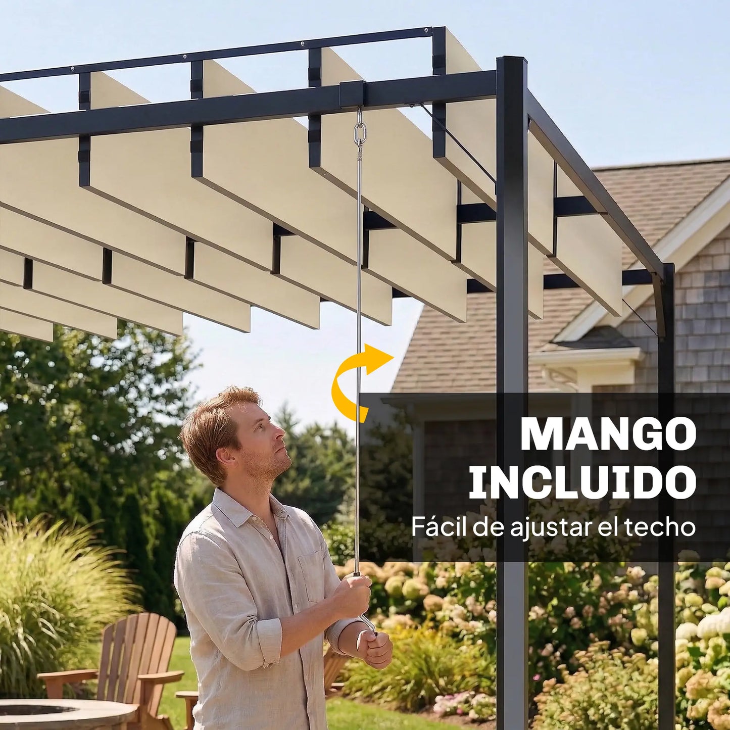 🌿 Pérgola VENTO 3x4 m Techo Ajustable Crema