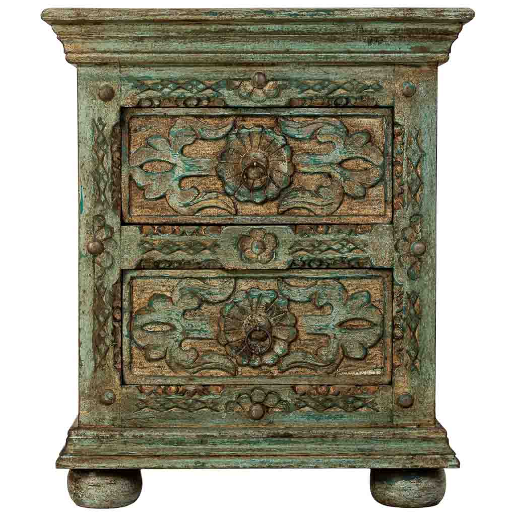 MESITA DE NOCHE DALIAN ARTESANAL VERDE AGUAMARINA CON 2 CAJONES image 8