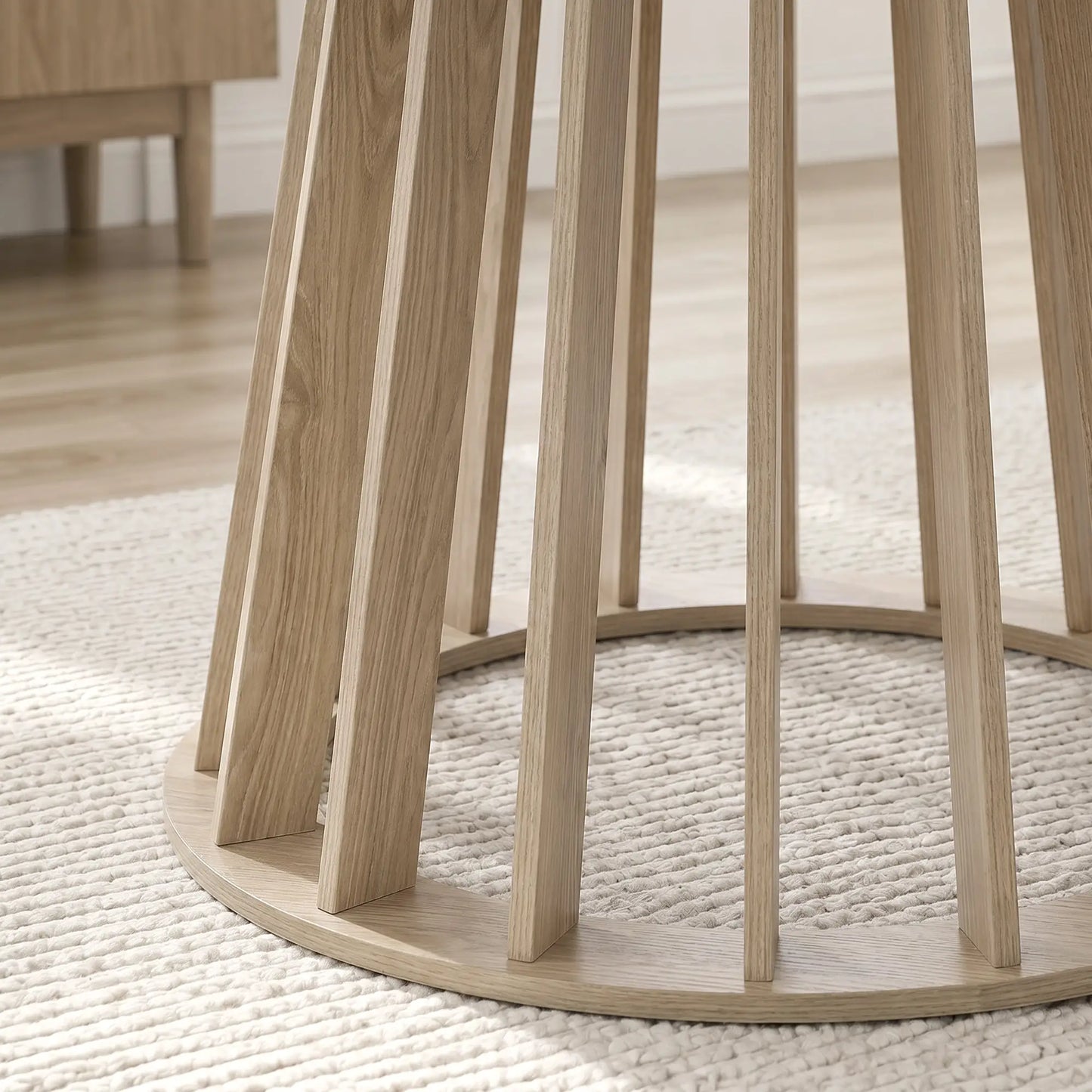 🍽️ Mesa de Comedor Redonda Ø120 cm para 4-6 Personas – Base de Listones – Madera Natural | JAM MUEBLES