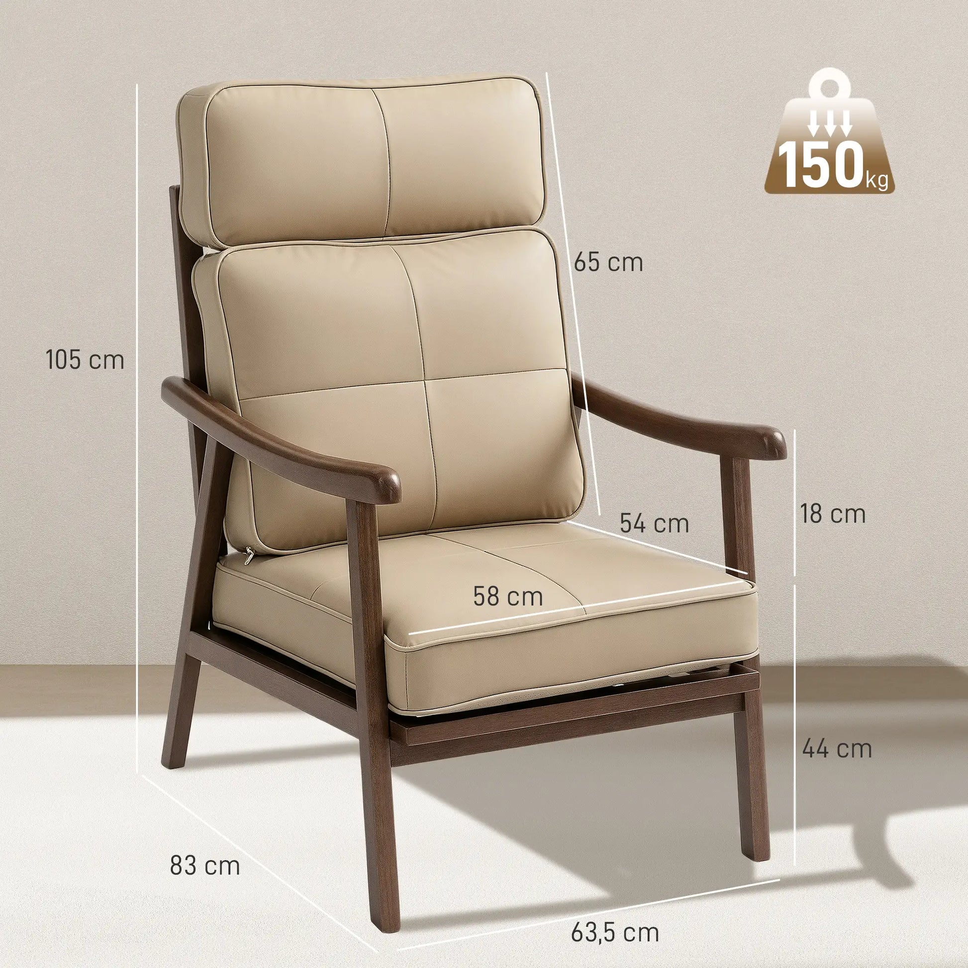 SILLÓN MODELO NOGAL KHAKI – SILLÓN TAPIZADO EN PU image 1