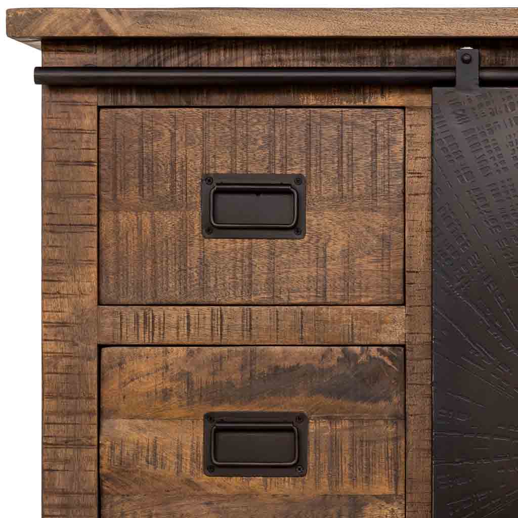 APARADOR ÓXIDO ARTESANAL DE MADERA MACIZA CON 2 PUERTAS CORREDERAS Y 6 CAJONES image 4