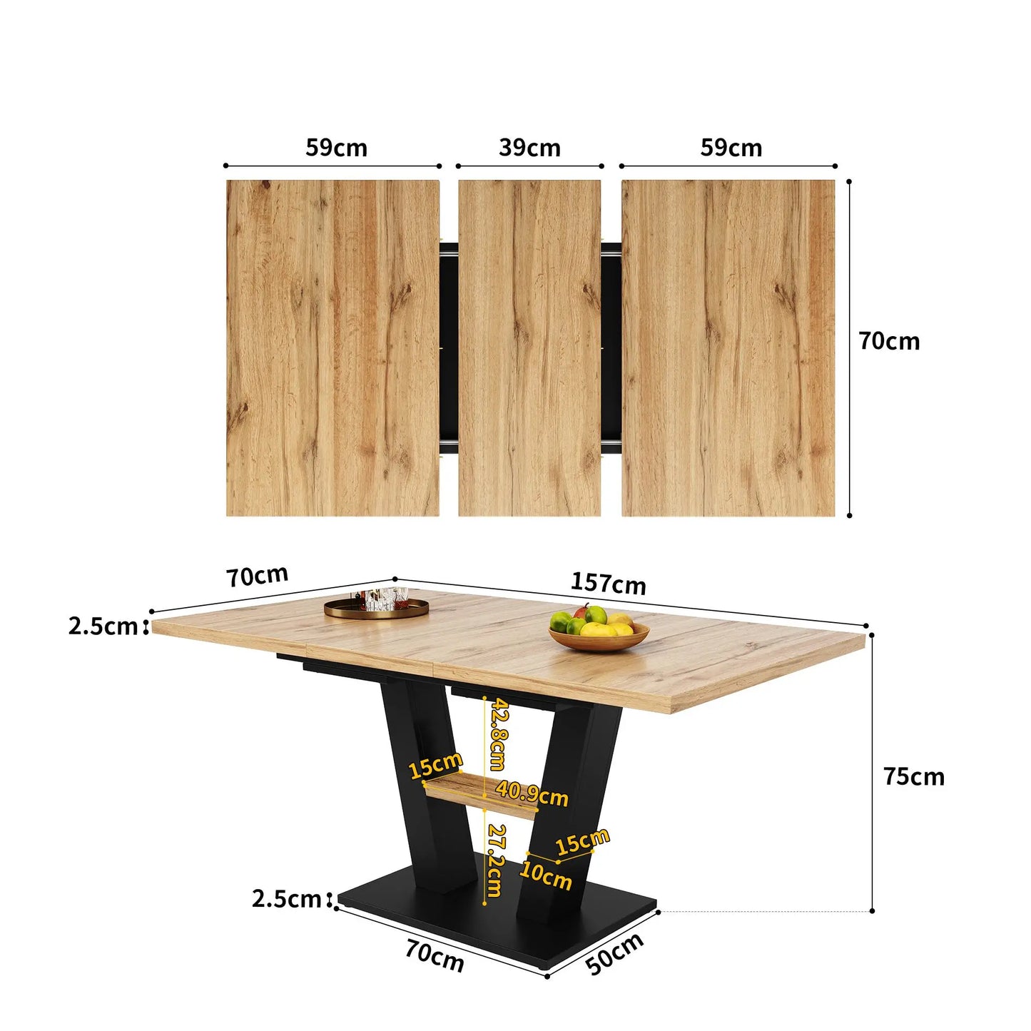 MESA DE COMEDOR EXTENSIBLE ARDEA V CON PATAS EN V image 3