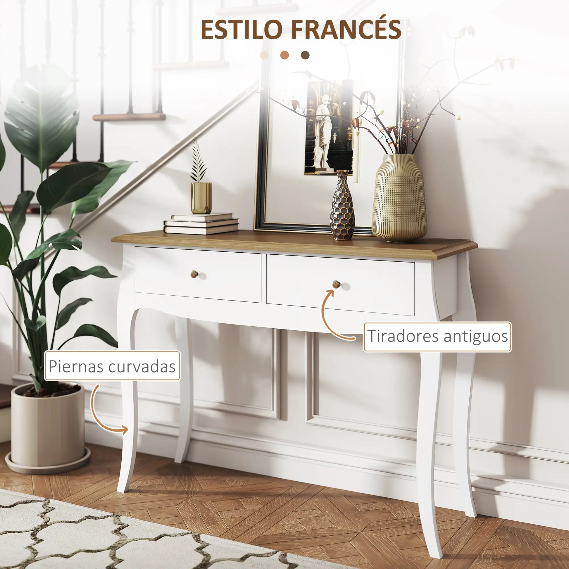 CONSOLA FRANCESA BLANCA “PARISIAN ELEGANCE DOUBLE DRAWER” image 9