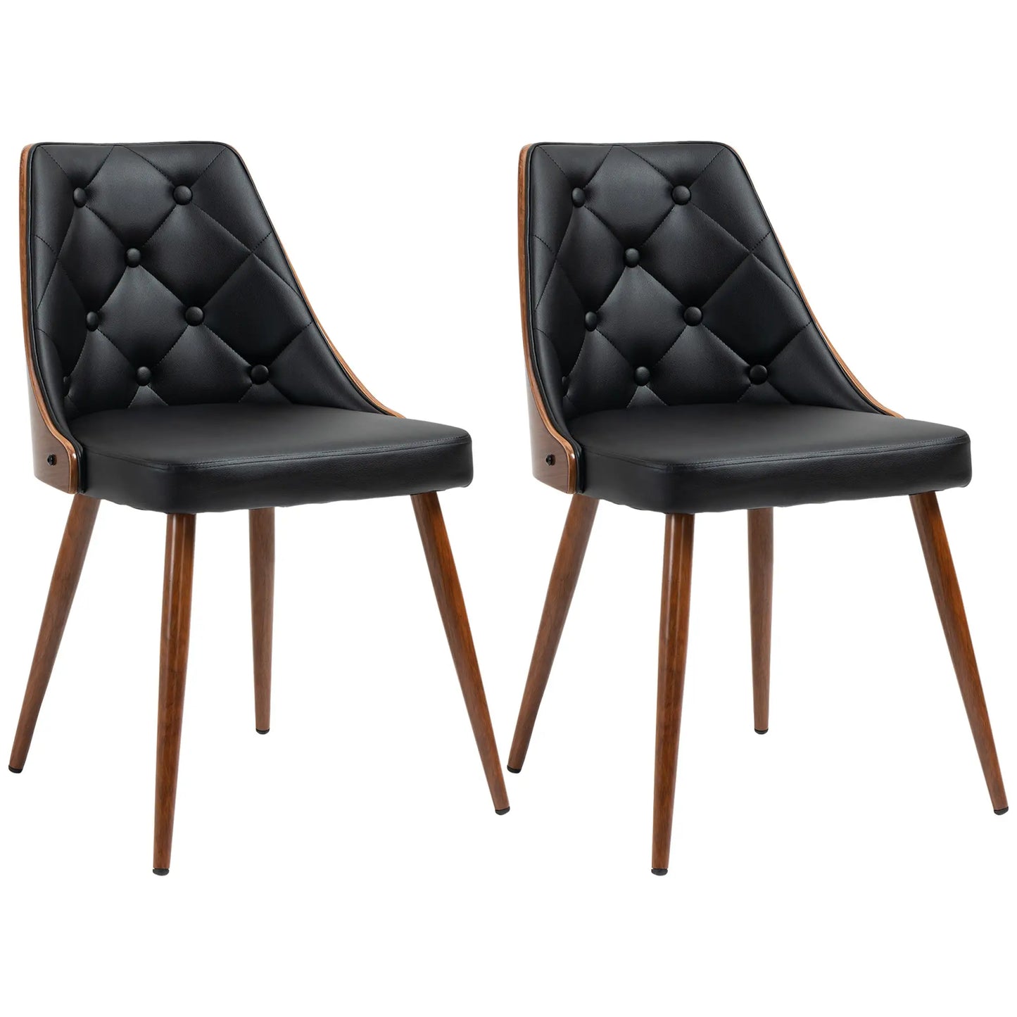 SET DE 2 SILLAS DE COMEDOR MODERNAS TAPIZADAS EN CUERO SINTÉTICO – COLOR NEGRO image 4