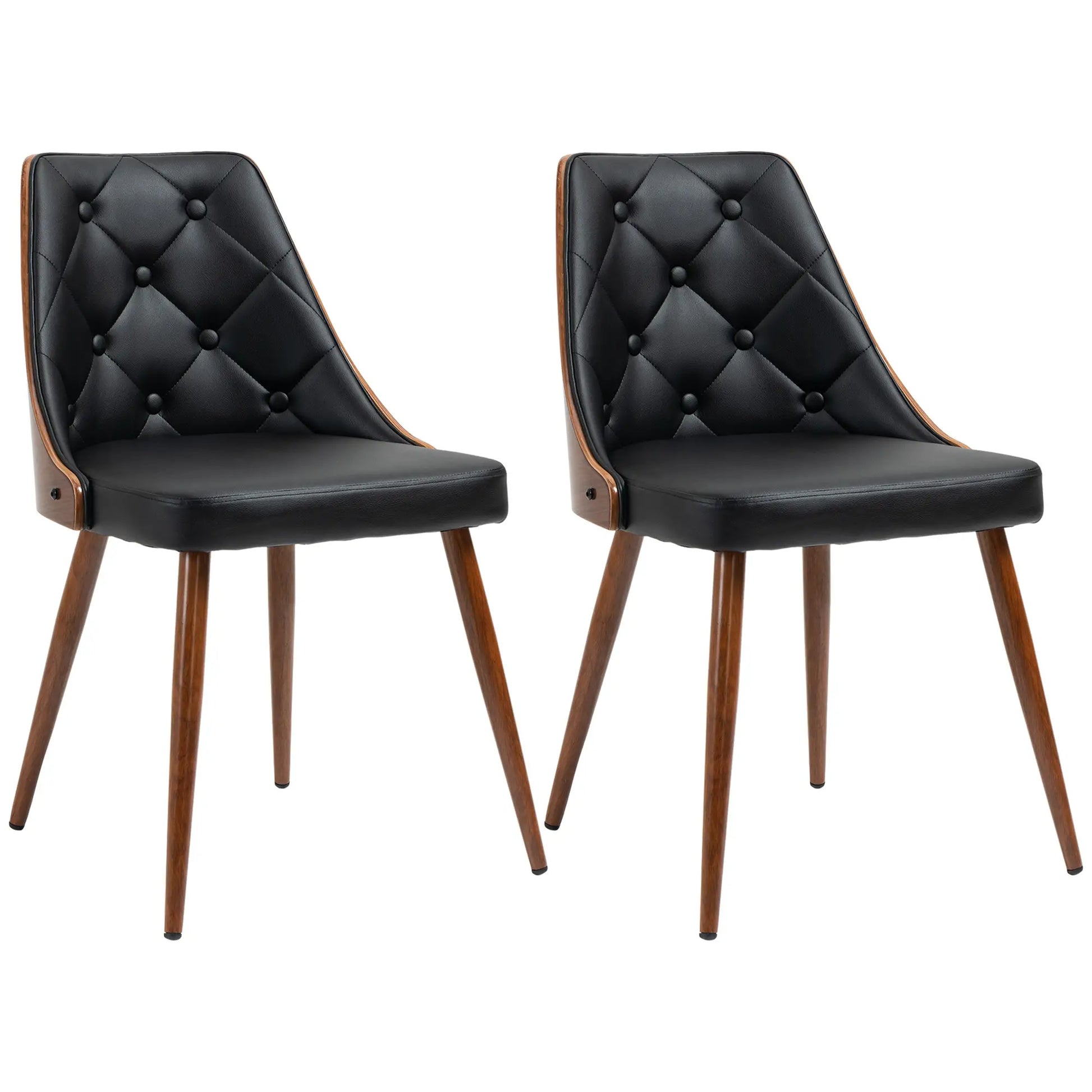 SET DE 2 SILLAS DE COMEDOR MODERNAS TAPIZADAS EN CUERO SINTÉTICO – COLOR NEGRO image 4