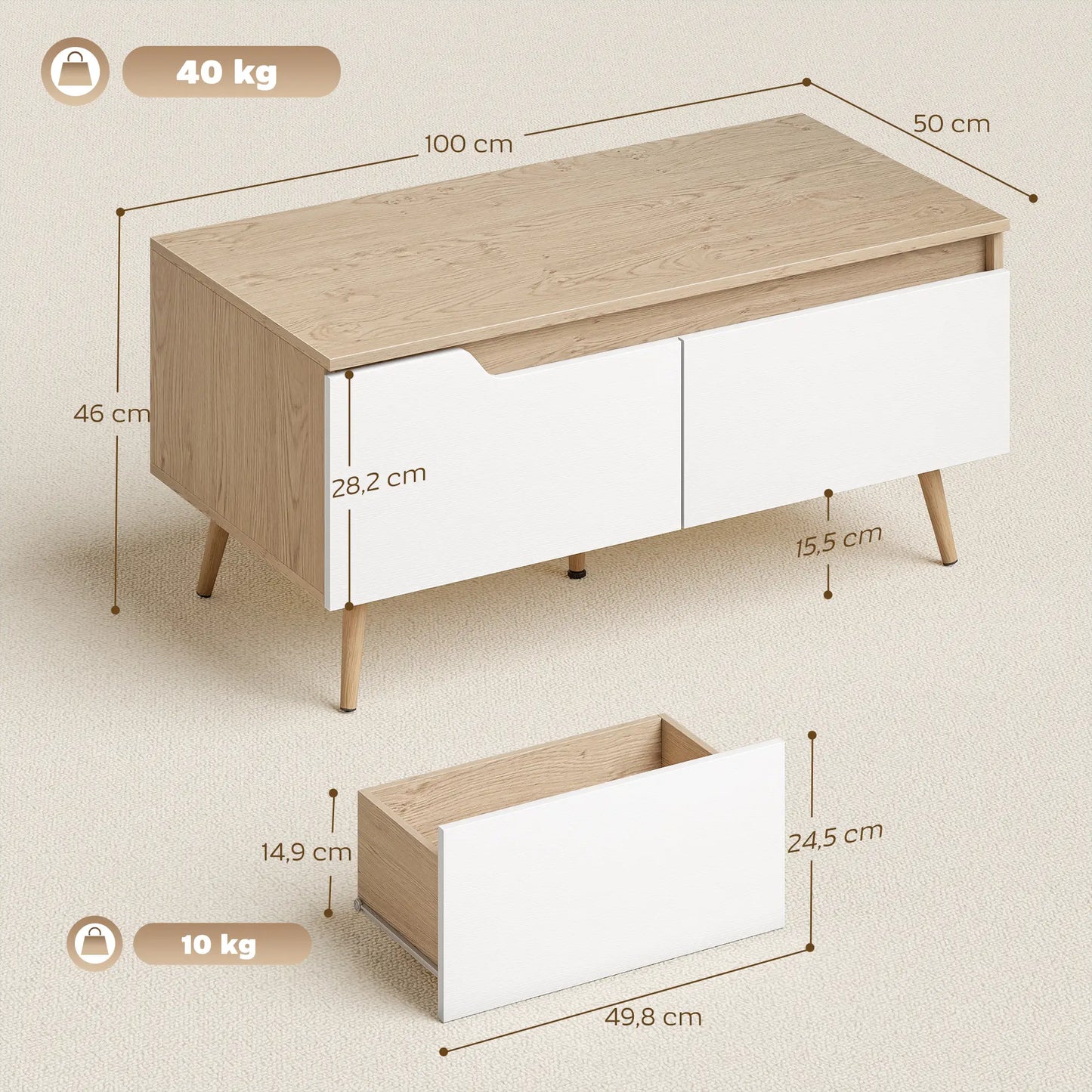 MESA DE CENTRO NÓRDICA ROBLE DUAL image 2