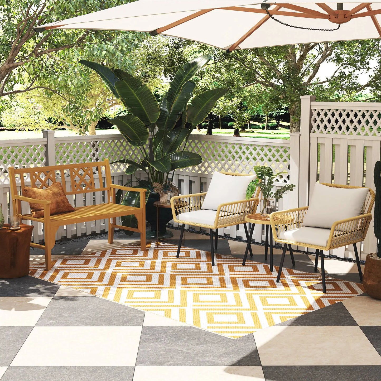 CONJUNTO DE JARDÍN RATÁN PE 2 SILLONES + MESA REDONDA – MODELO BALI image 5