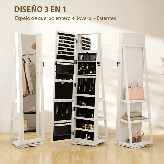 ESPEJO JOYERO GIRATORIO ELEGANCE 360 BLANCO VETEADO image 0