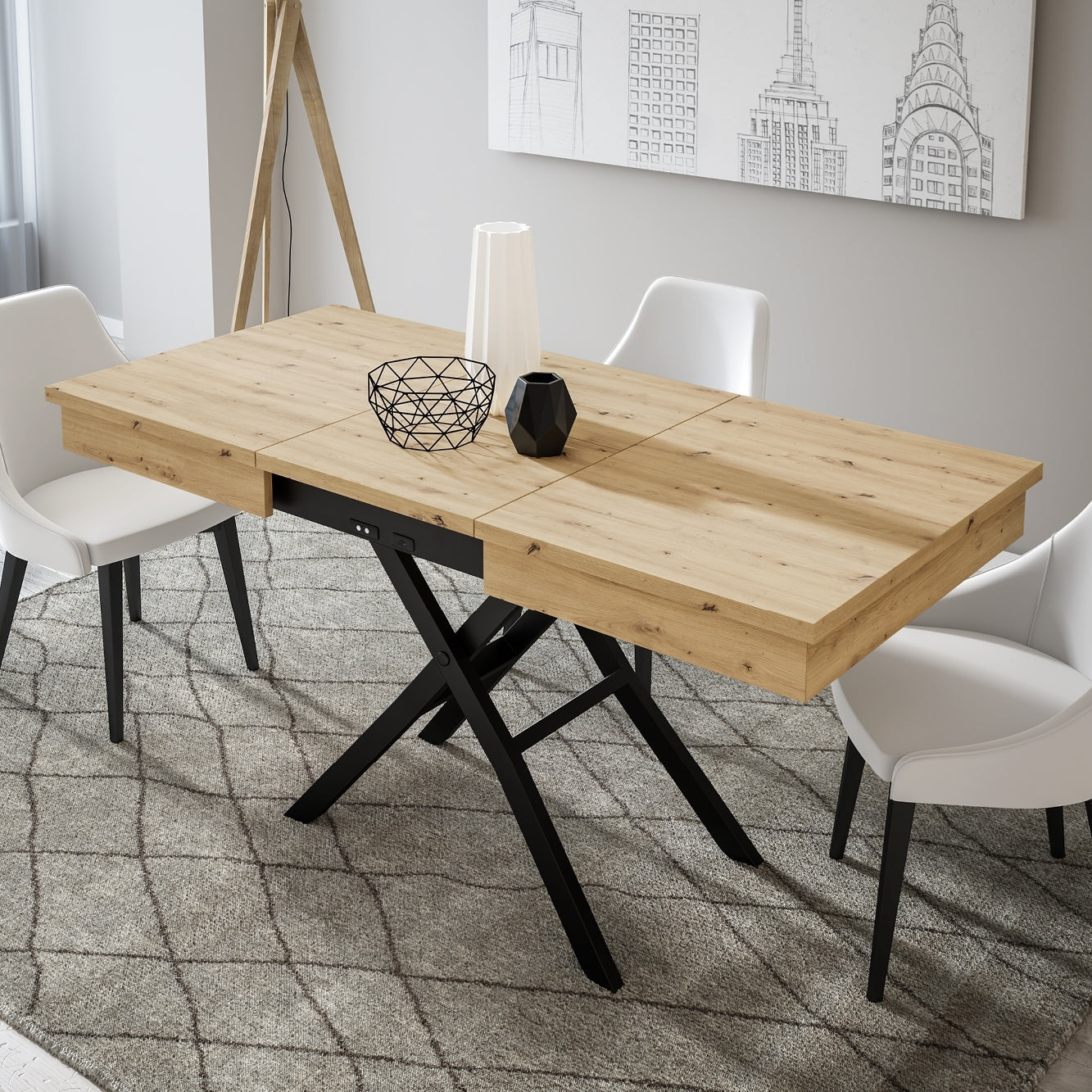Mesa de Salón Convertible Motorizada con Aspas – Extensible 120/170x80 cm image 2