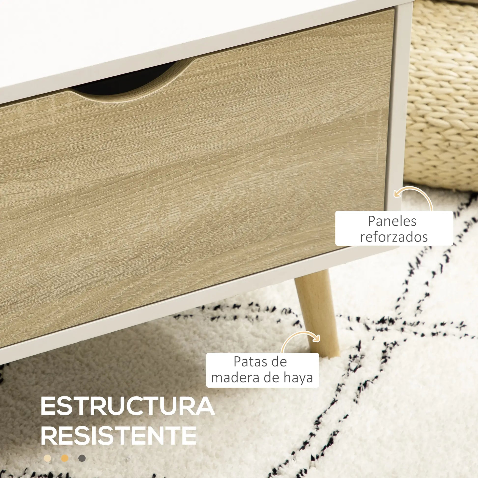 MESA NÓRDICA BLANCA CON CAJONES image 3
