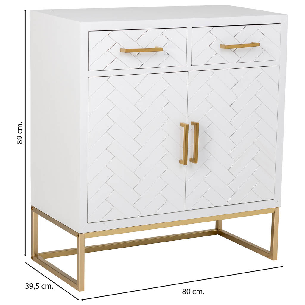 APARADOR MARTA DE MADERA Y METAL BLANCO 2 CAJONES + 2 PUERTAS image 3