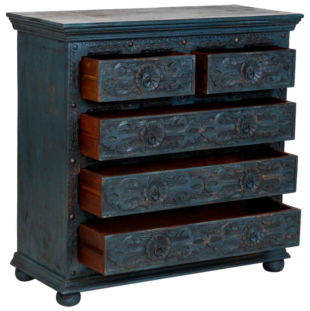 CÓMODA DALIAN BLUE VINTAGE ARTESANAL image 1