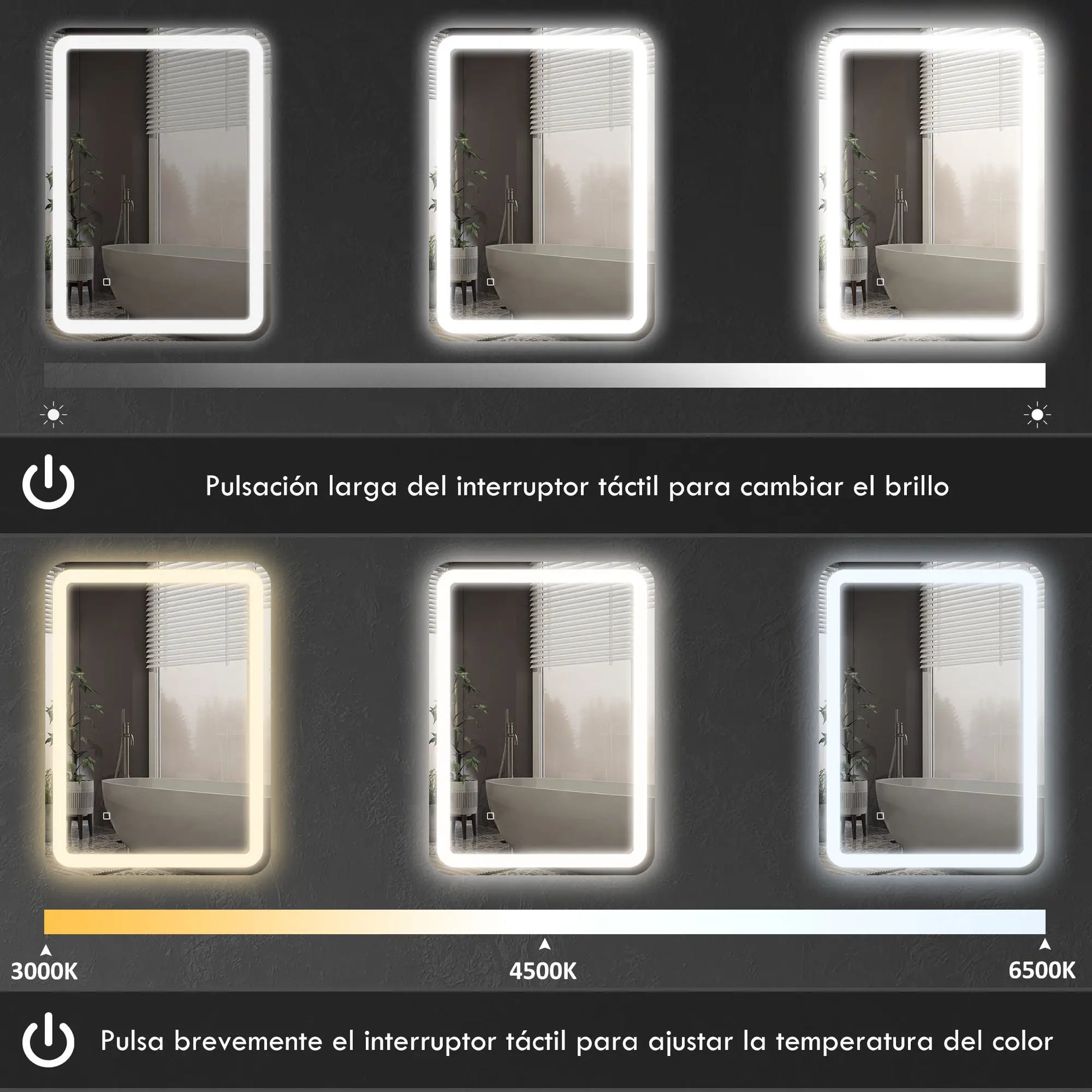 ESPEJO DE BAÑO LED LUMIRA PRO 70X90 CON ANTIVAHO Y MEMORIA image 3