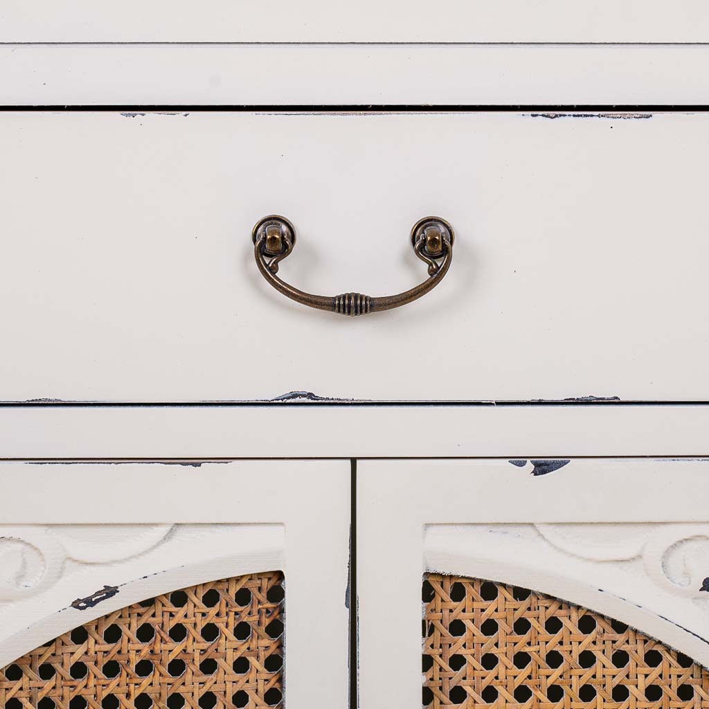 RECIBIDOR ALIKA DE MADERA Y RATÁN CON 1 CAJÓN Y 2 PUERTAS BLANCO image 7