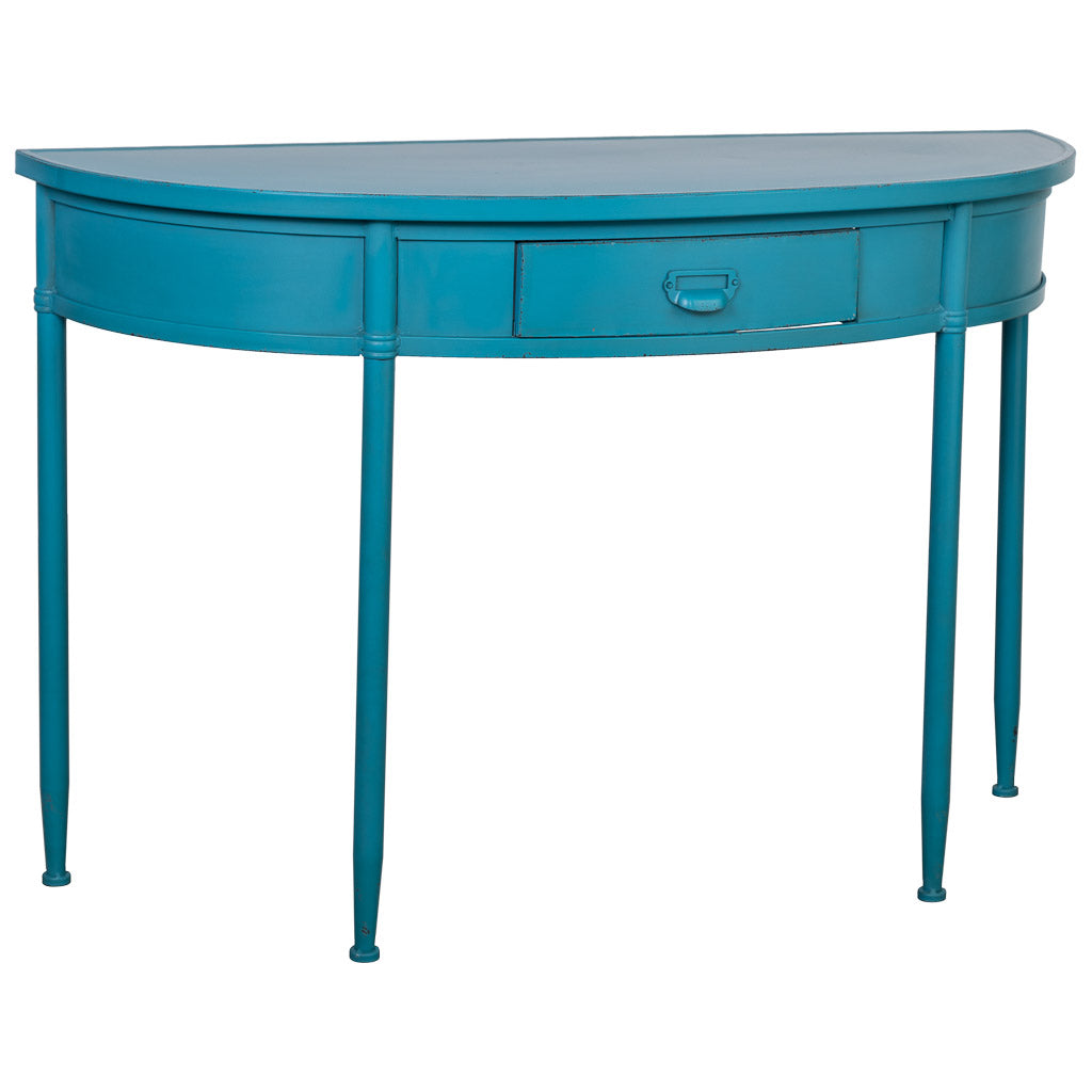 RECIBIDOR ALKA DE METAL AZUL ENVEJECIDO 1 CAJÓN image 0