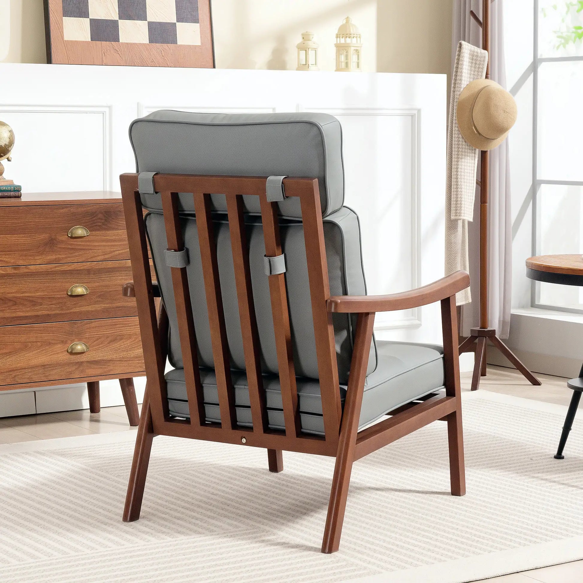 SILLÓN MODELO NOGAL GRIS – SILLÓN TAPIZADO EN PU image 5