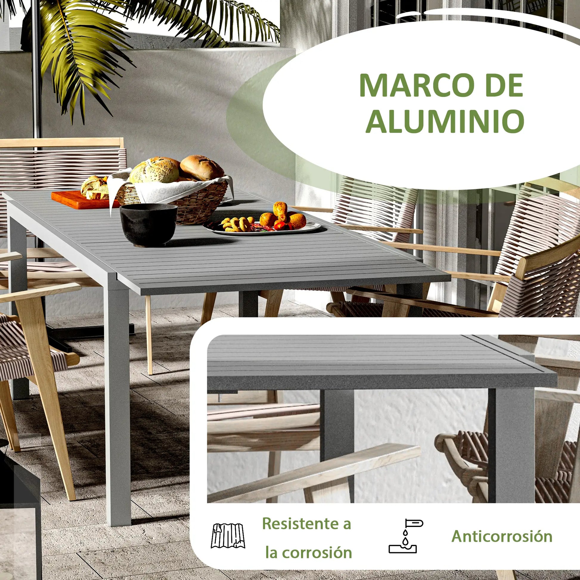 MESA DE COMEDOR EXTERIOR EXTENSIBLE ATENAS 180/240 CM image 2