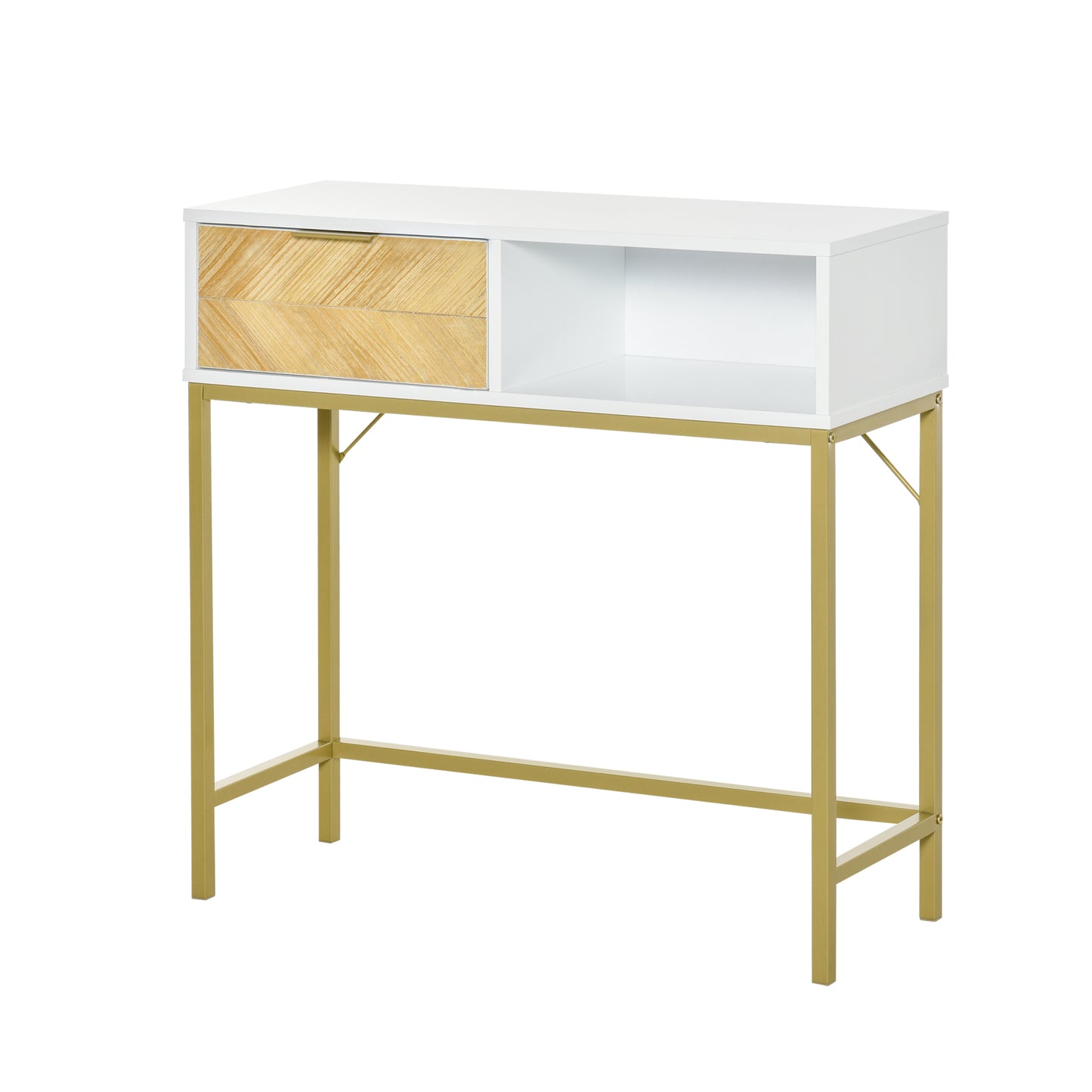 CONSOLA MODERNA BLANCO & DORADO “ELEGANCE GOLD SINGLE DRAWER” image 5