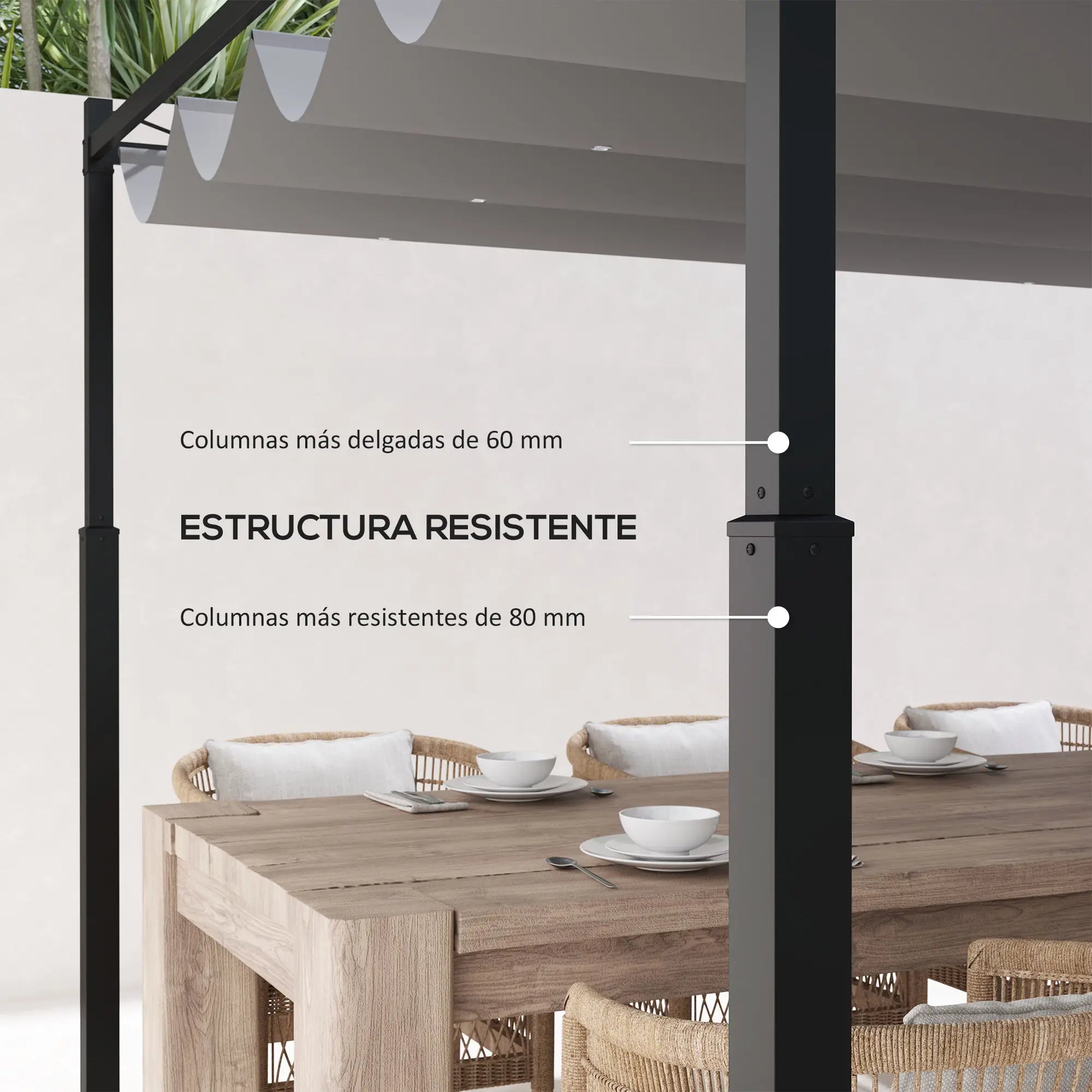 PÉRGOLA DE JARDÍN SOMBRAZEN 3X3 CON TECHO RETRÁCTIL Y SISTEMA MAGNÉTICO image 8