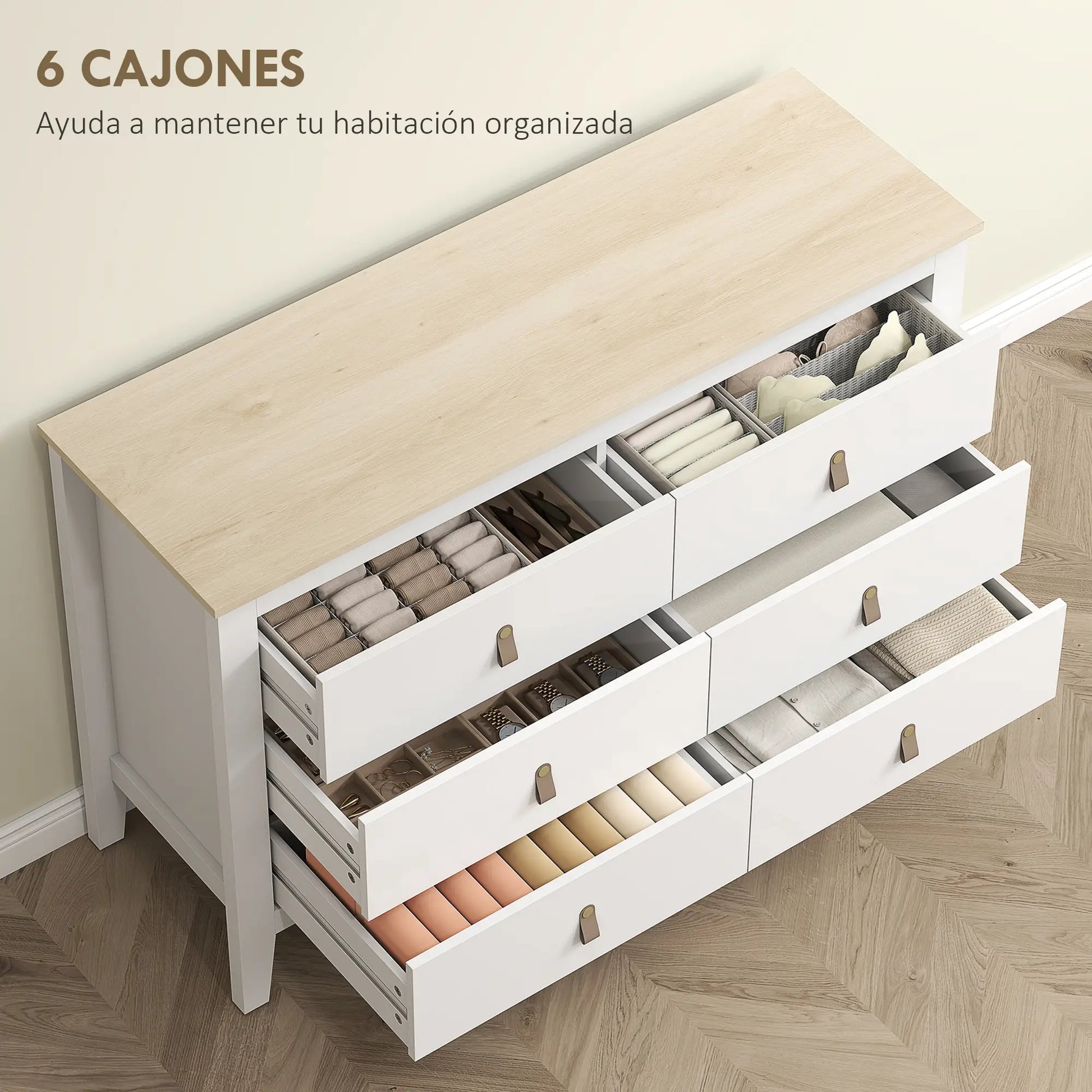 CÓMODA SIXDRAWER PU BLANCA image 1