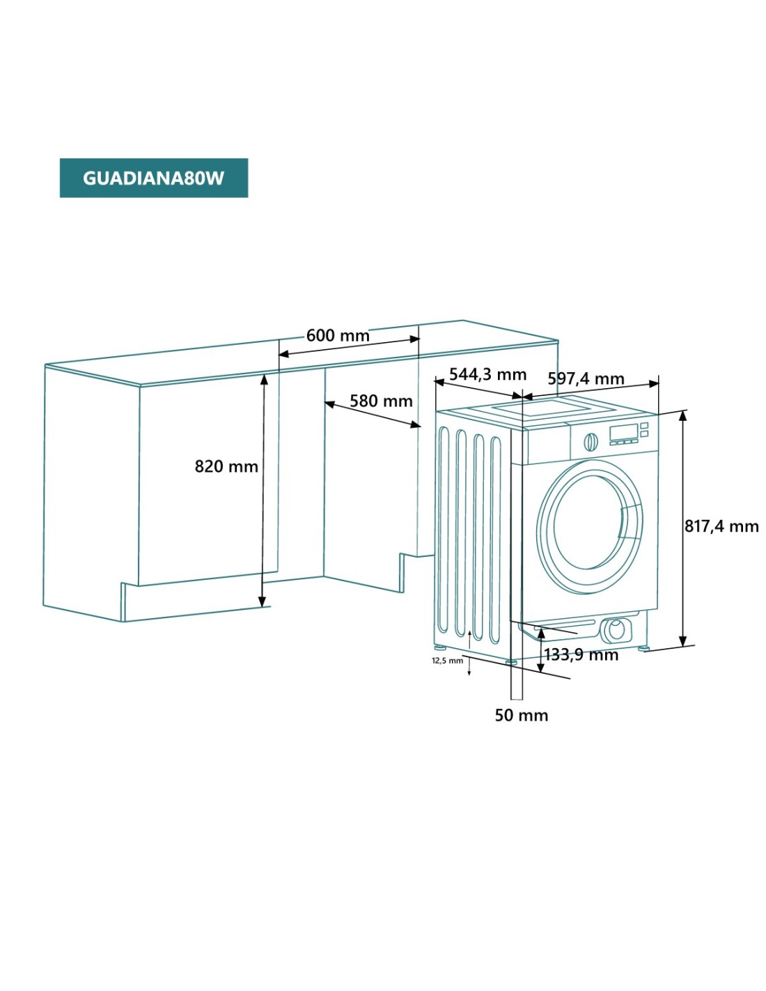 Lavadora integrable 8 Kg A JHONSON image 1