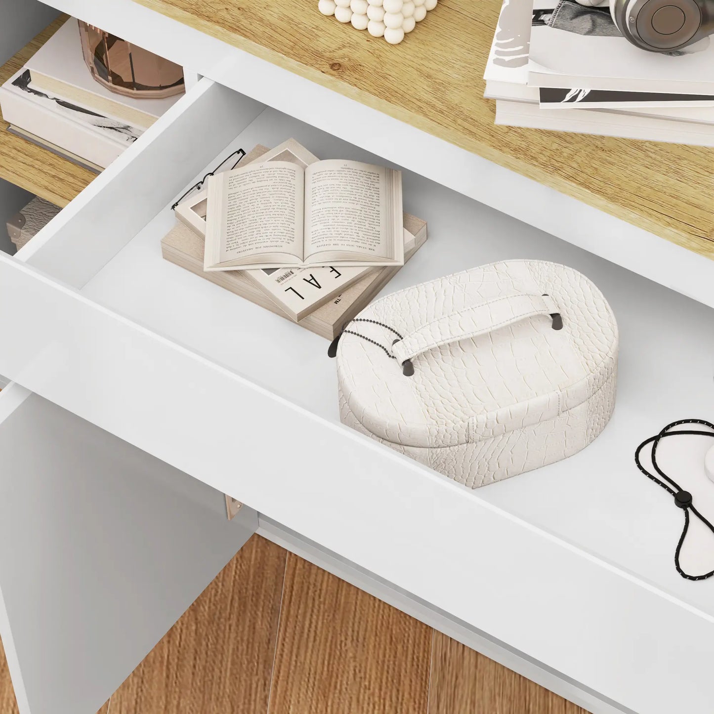 APARADOR DE SALÓN CON 4 PUERTAS, CAJÓN Y ESTANTES AJUSTABLES 140 CM – BLANCO BRI image 2