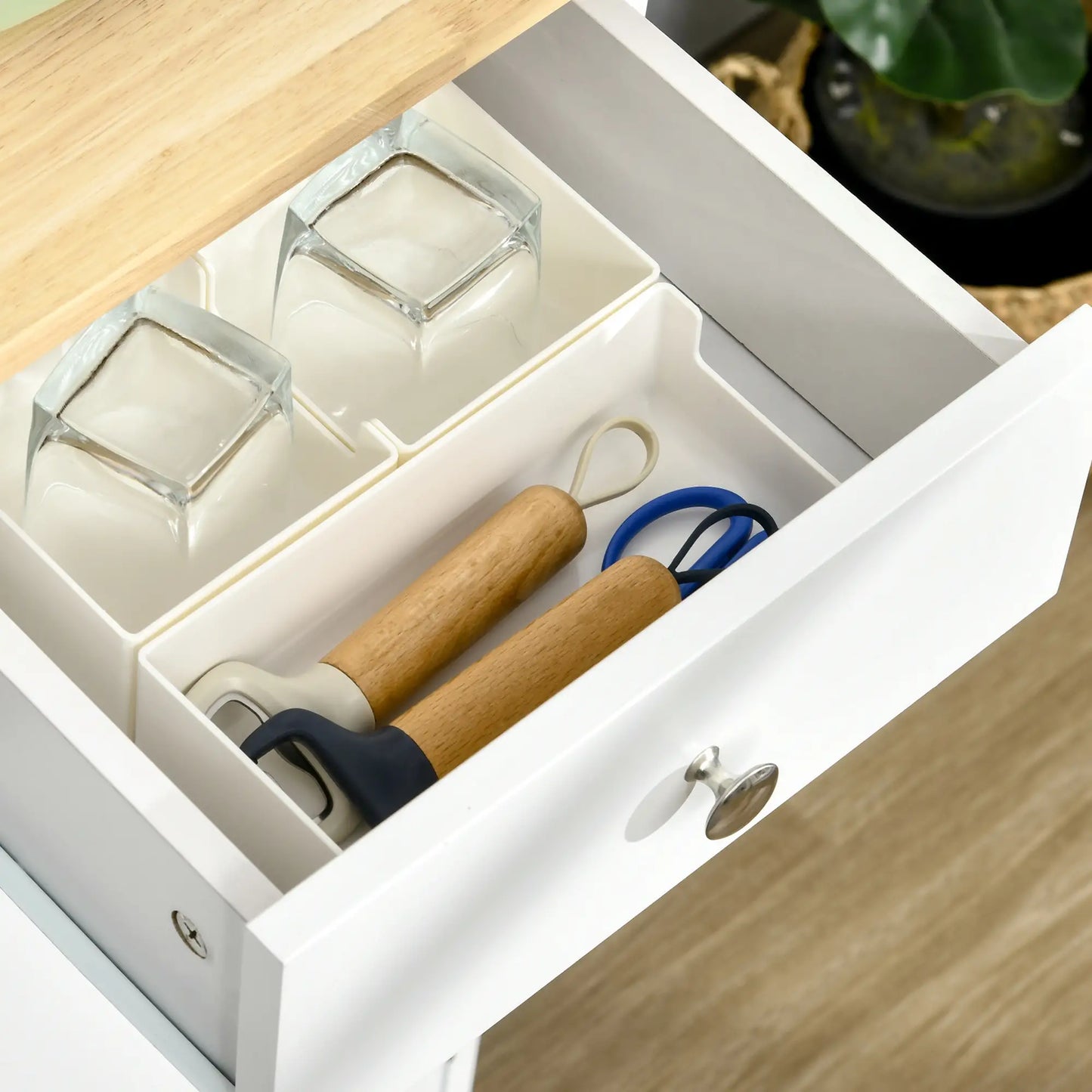 APARADOR DE COCINA BLANCO MODERNO CON 3 CAJONES Y 3 ARMARIOS image 8