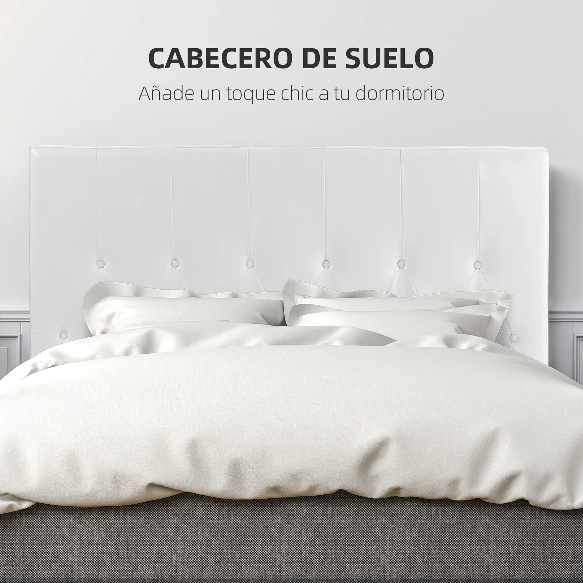 CABECERO DE CAMA BLANCO 160 CM TAPIZADO EN PU image 3