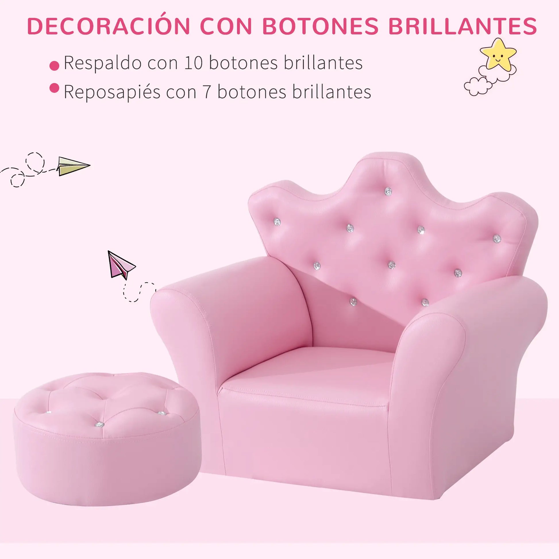SILLÓN INFANTIL PRINCESS RELAX ROSA CON REPOSAPIÉS image 5