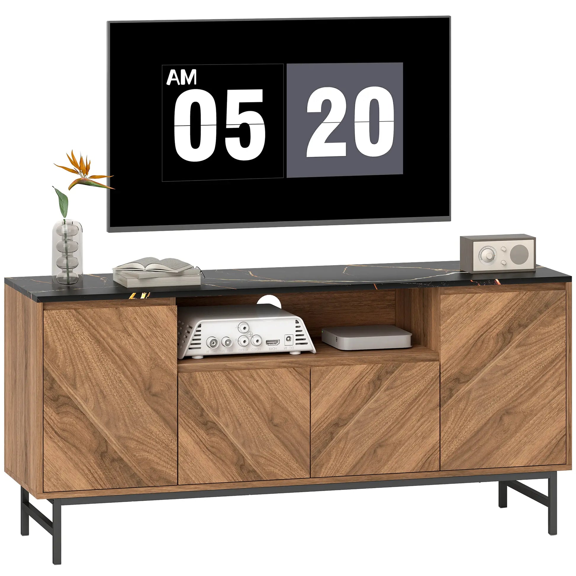 Mueble TV Nogal con Encimera Efecto Mármol image 4