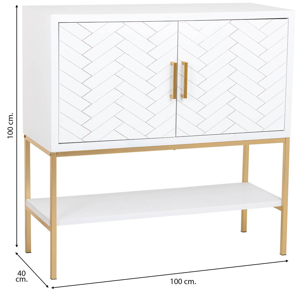 APARADOR MARTA DE MADERA Y METAL BLANCO 2 PUERTAS Y LEJA VISTA image 2