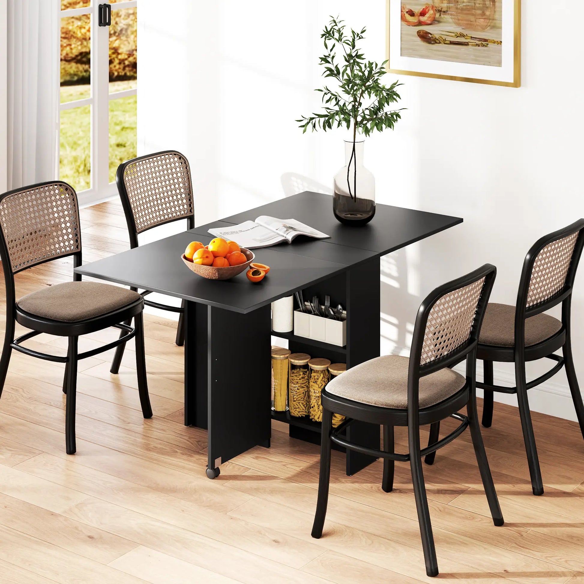 MESA DE COCINA PLEGABLE CON RUEDAS Y ALAS ABATIBLES 140 CM image 4