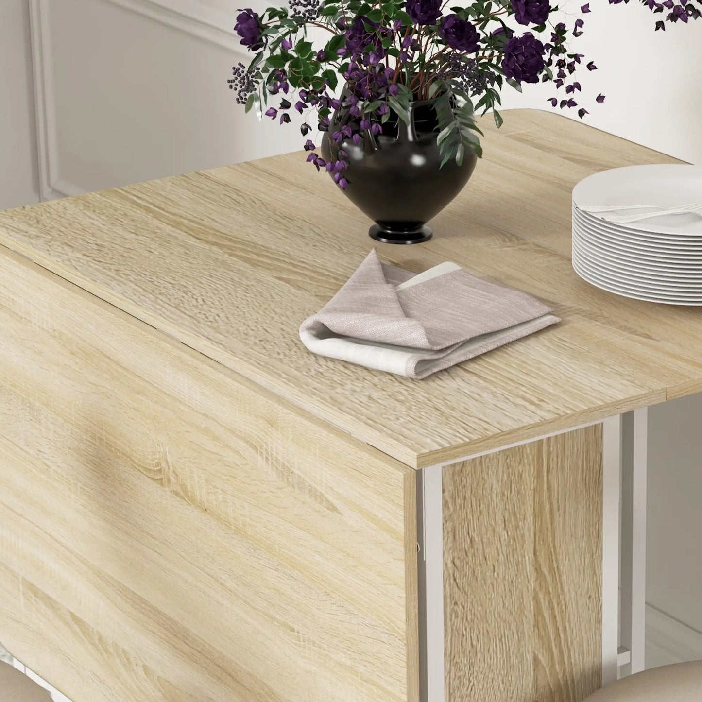MESA DE COCINA PLEGABLE CON RUEDAS Y ALAS ABATIBLES 130x80 CM image 4
