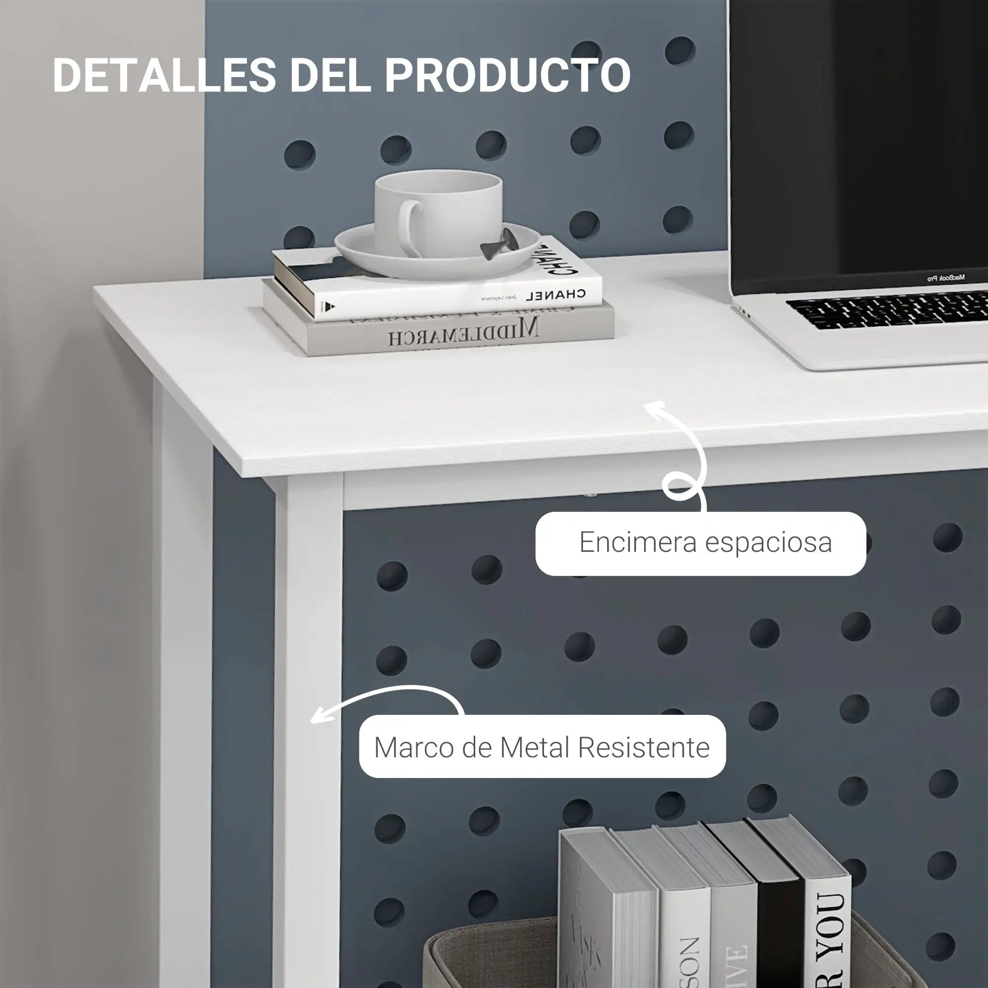 MESA DE ESCRITORIO MODERNA NORDIC STEEL 120x60 CM BLANCO image 3