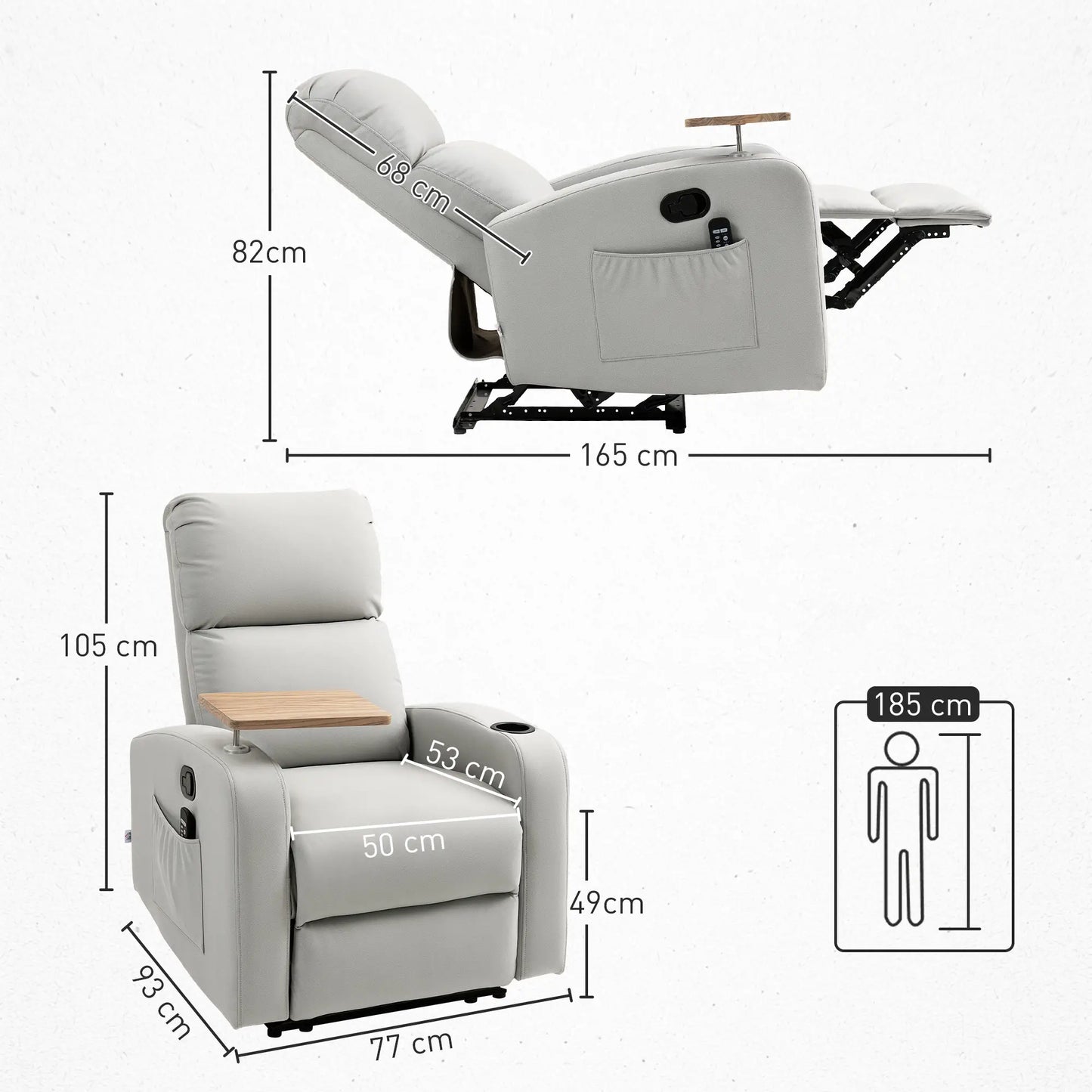 💆‍♂️ Sillón de Masaje MODELO RELAXZEN – Reclinación 145° con Bandeja Giratoria image 11