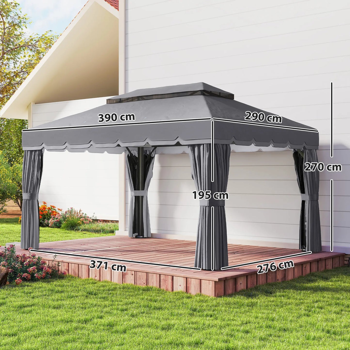 🌿 CENADOR DE JARDÍN “BRISALUX” 4x3m – DOBLE TECHO, CORTINAS Y MOSQUITERA