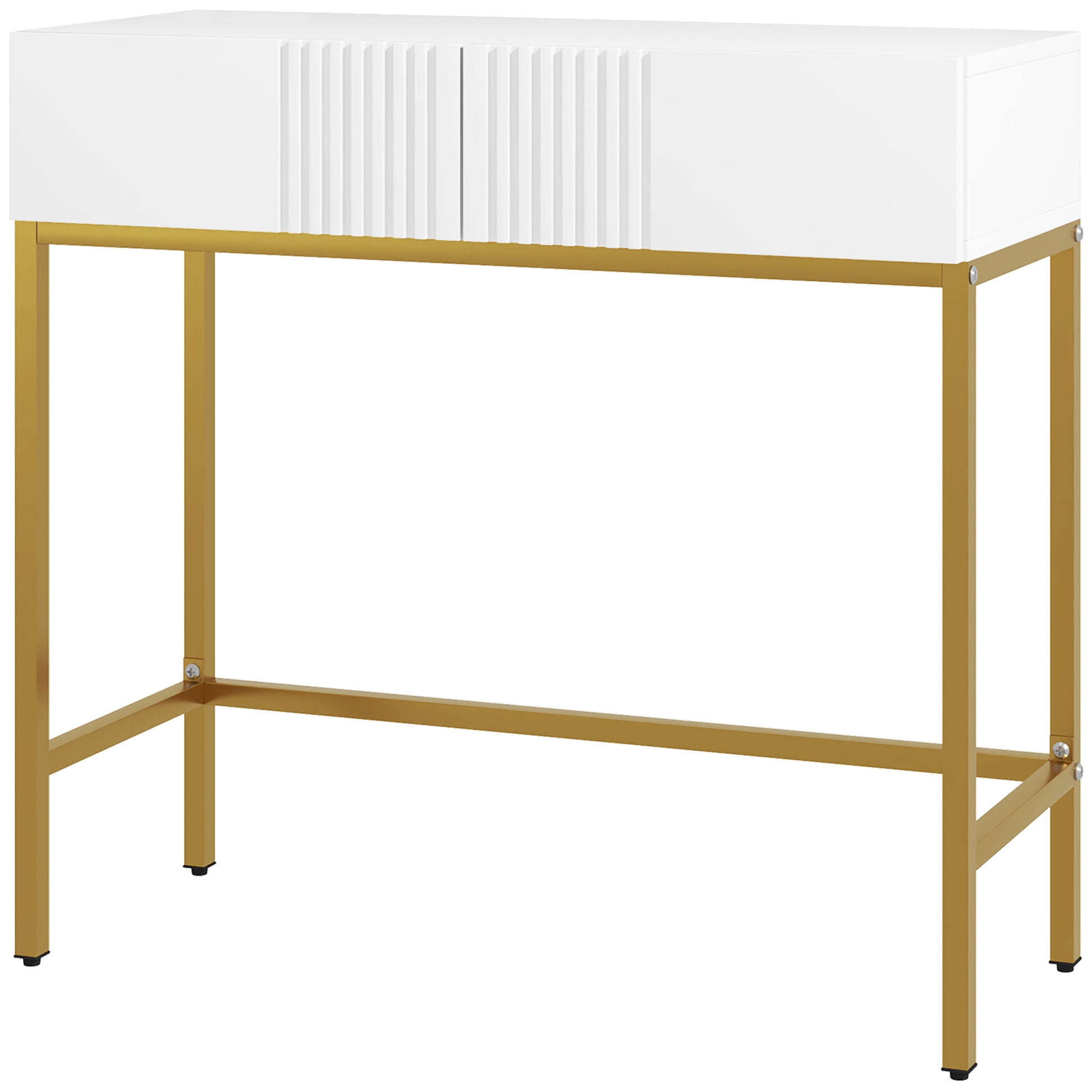 CONSOLA MODERNA BLANCA “GOLDEN LINE DOUBLE DRAWER” image 8