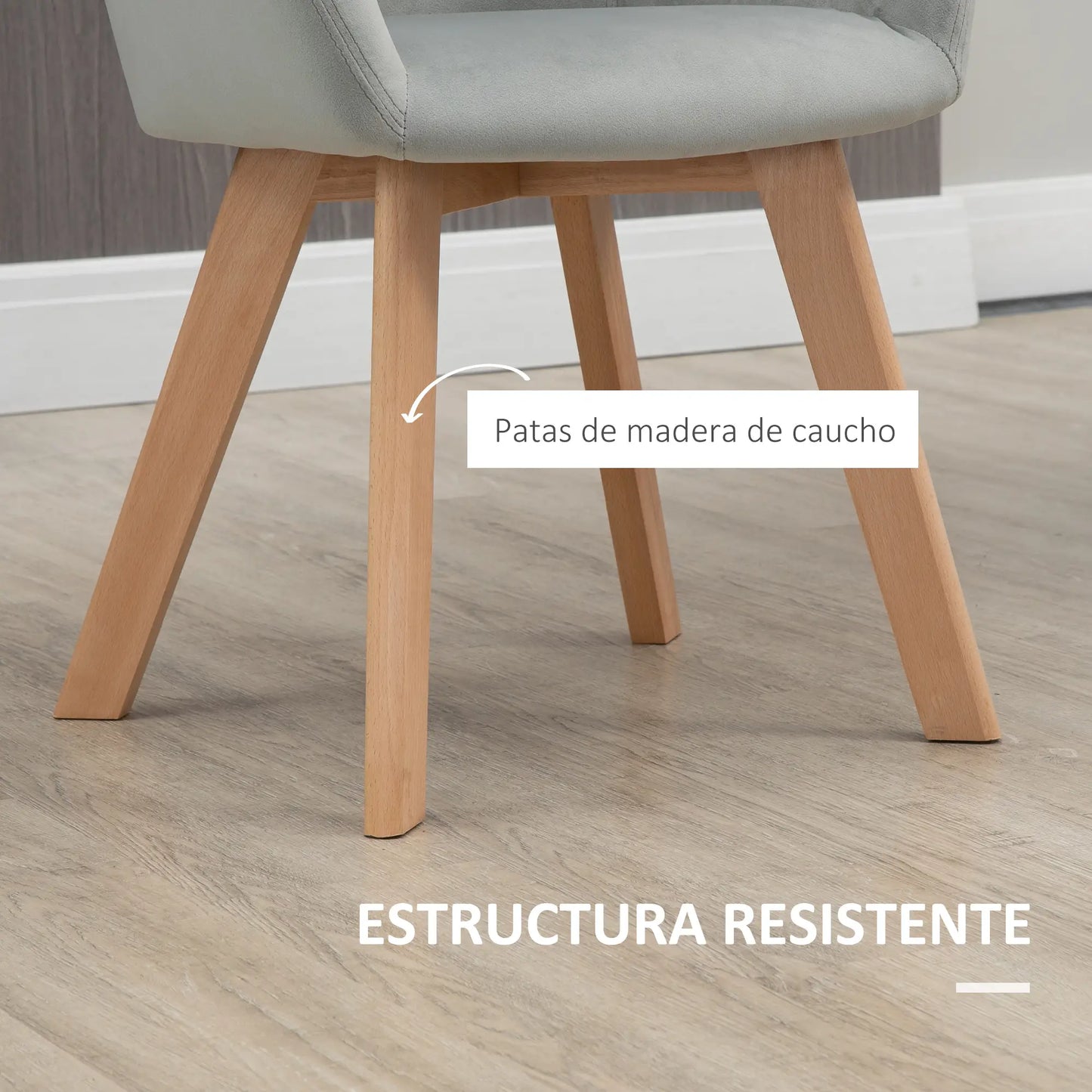 JUEGO DE 2 SILLAS DE COMEDOR TERCIPELO GRIS – MODELO LUNA image 0