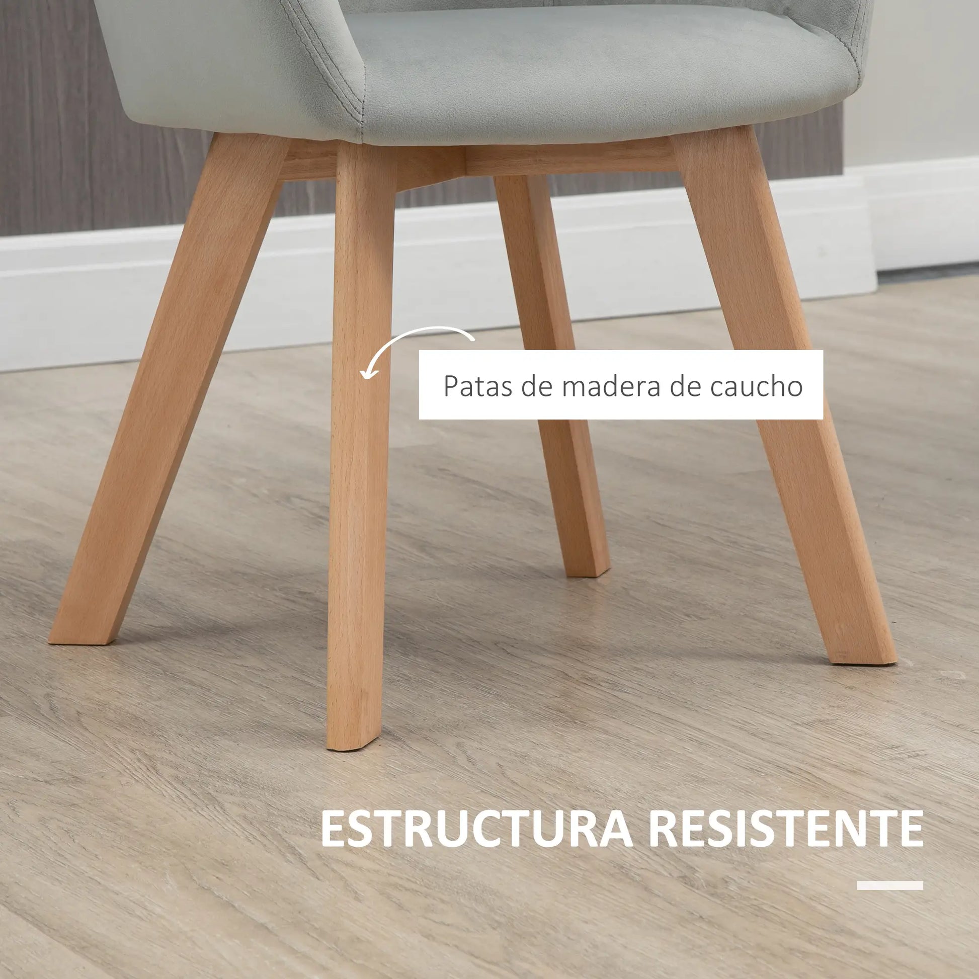 JUEGO DE 2 SILLAS DE COMEDOR TERCIPELO GRIS – MODELO LUNA image 0