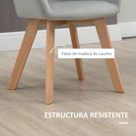JUEGO DE 2 SILLAS DE COMEDOR TERCIPELO GRIS – MODELO LUNA image 0